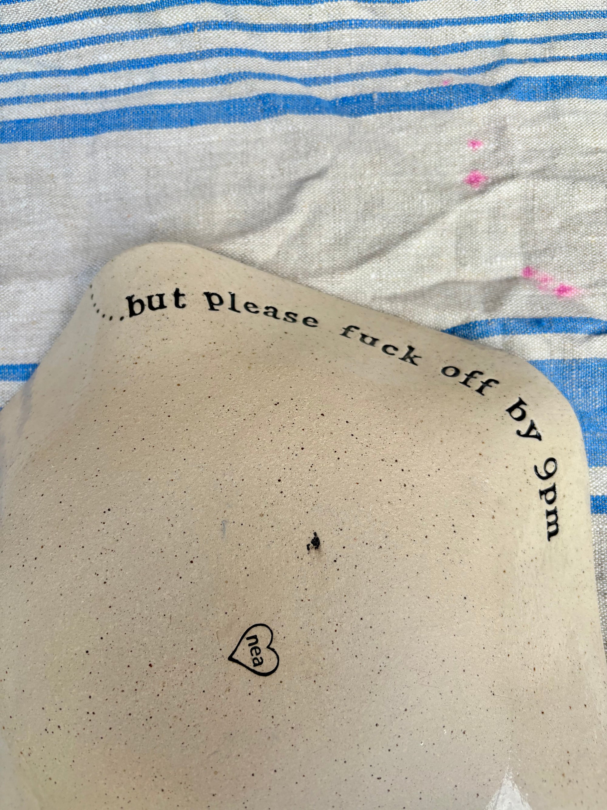 "good food, fine wine, great company..." serving dish