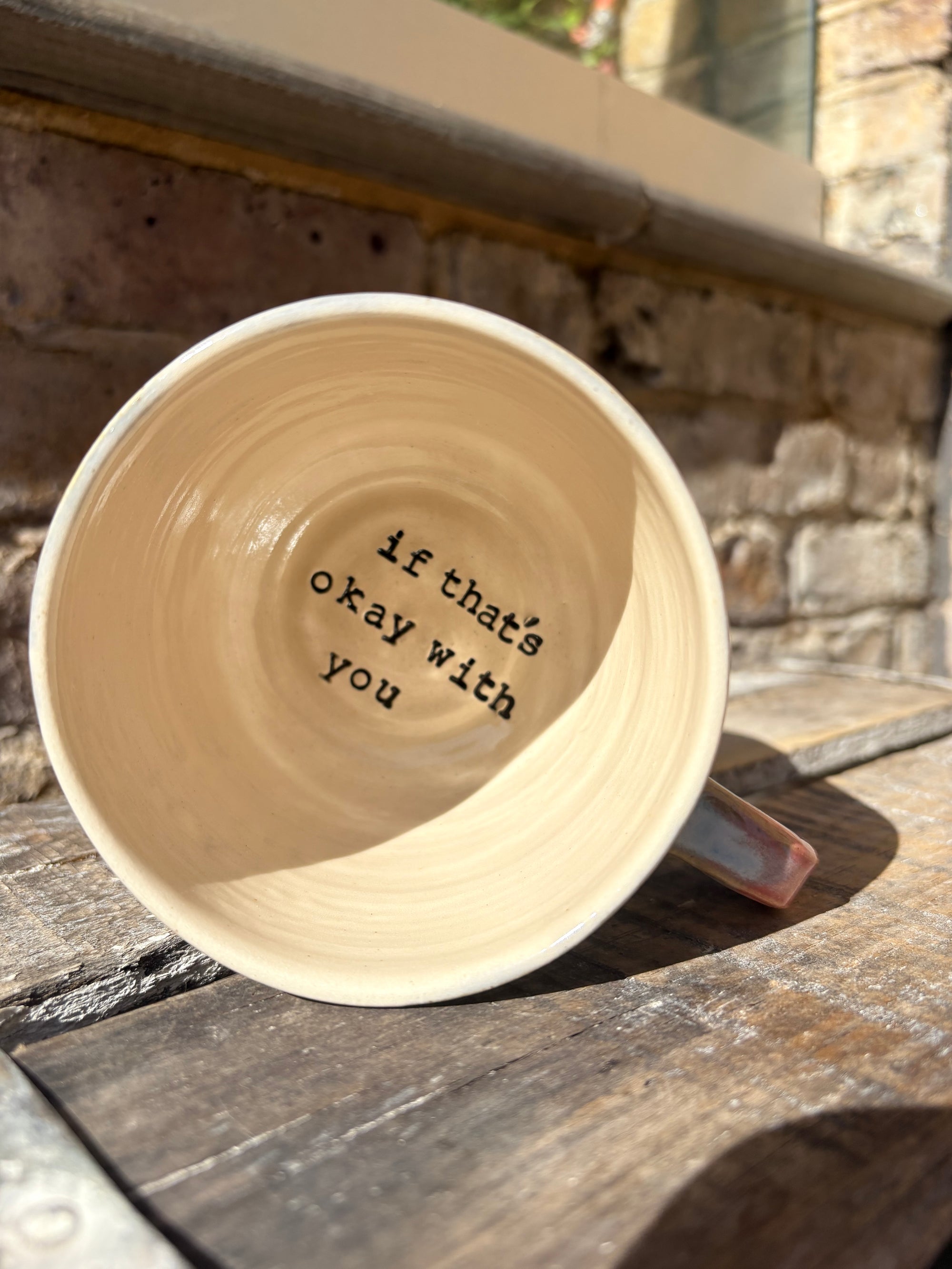 “No more fucking people pleasing" "if that’s okay with you" mug (pink night sky)