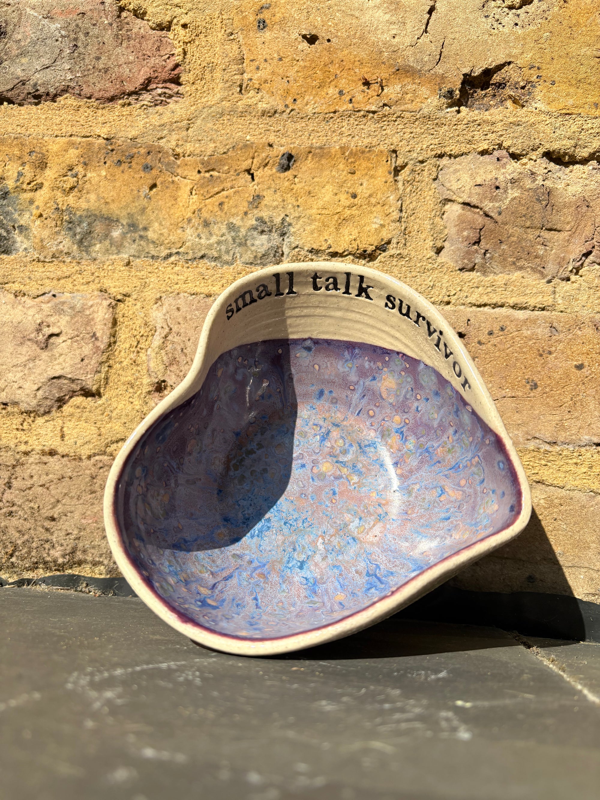 "small talk survivor" bowl (purple)
