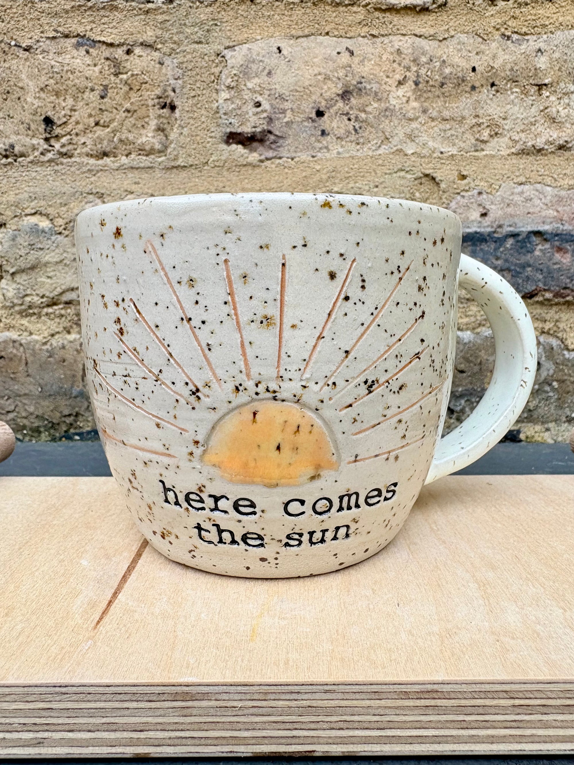 "here comes the sun" mug (orange sun)