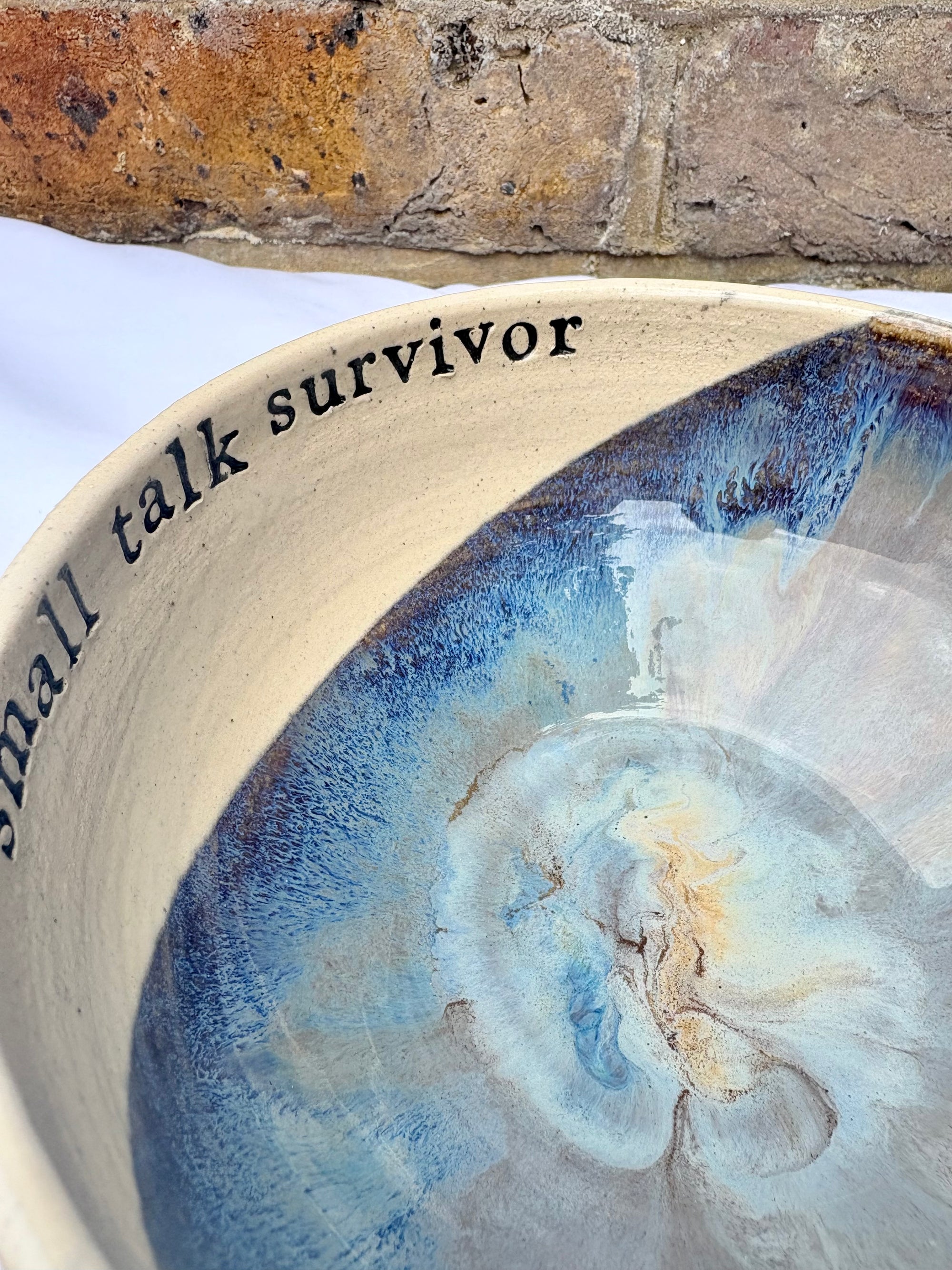 “small talk survivor" bowl (Lavender Sky)
