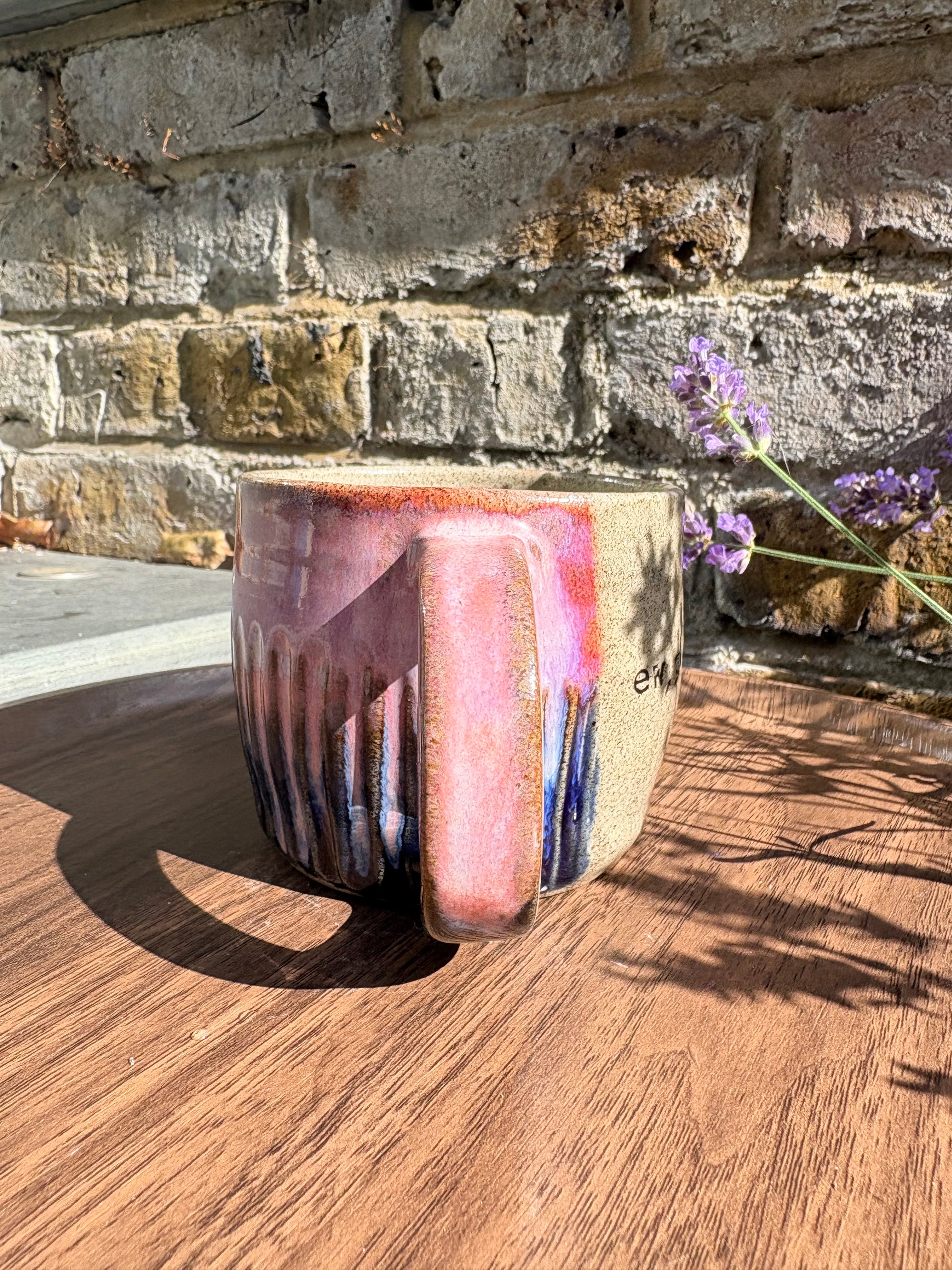 “ew people" mug (275ml, blue/pink, grey clay)
