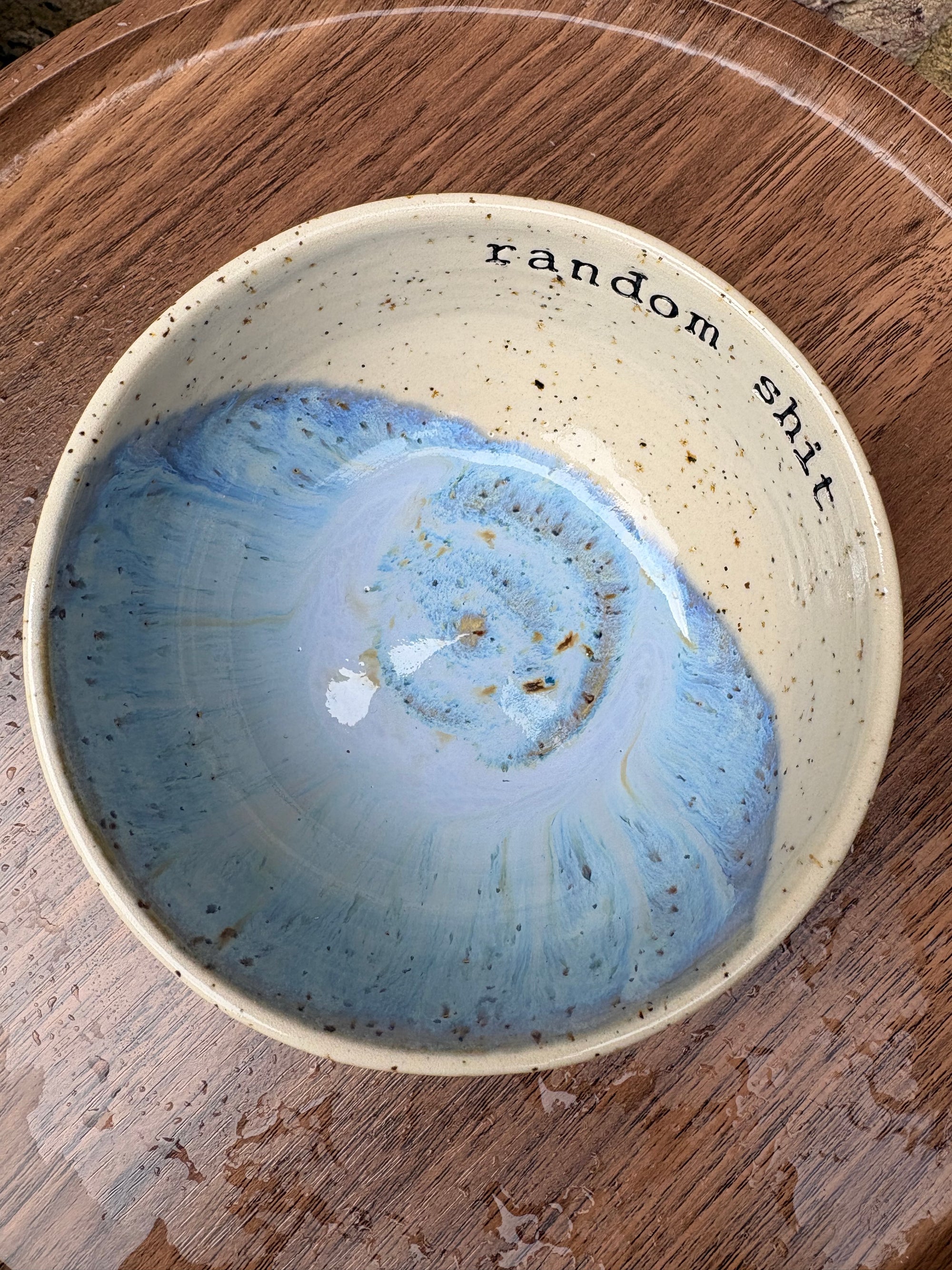 "random shit" trinket dish (light blue speckle)