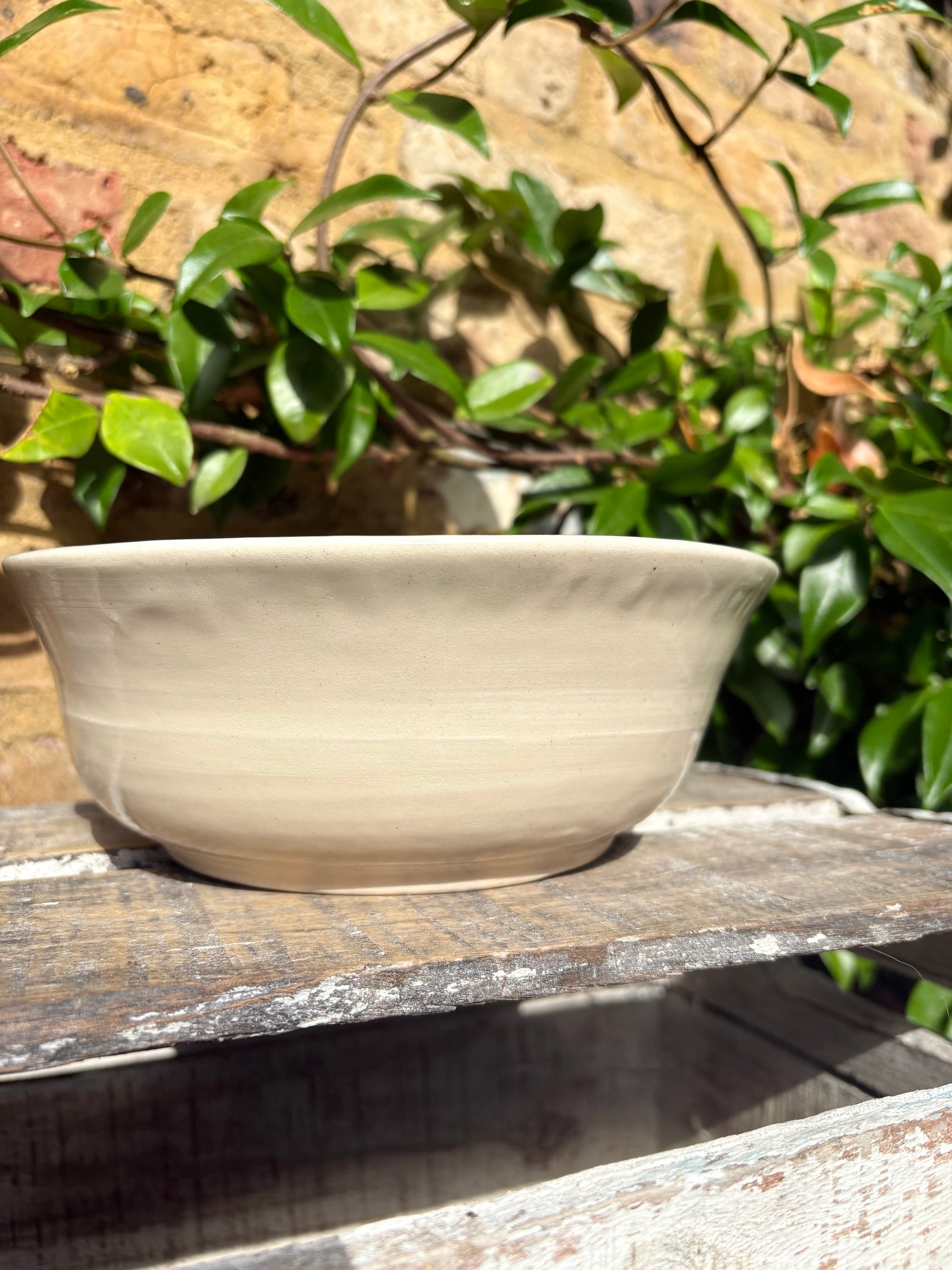 “eat, drink and fuck off by 9pm"  deep round salad/pasta bowl (pink, cream clay)