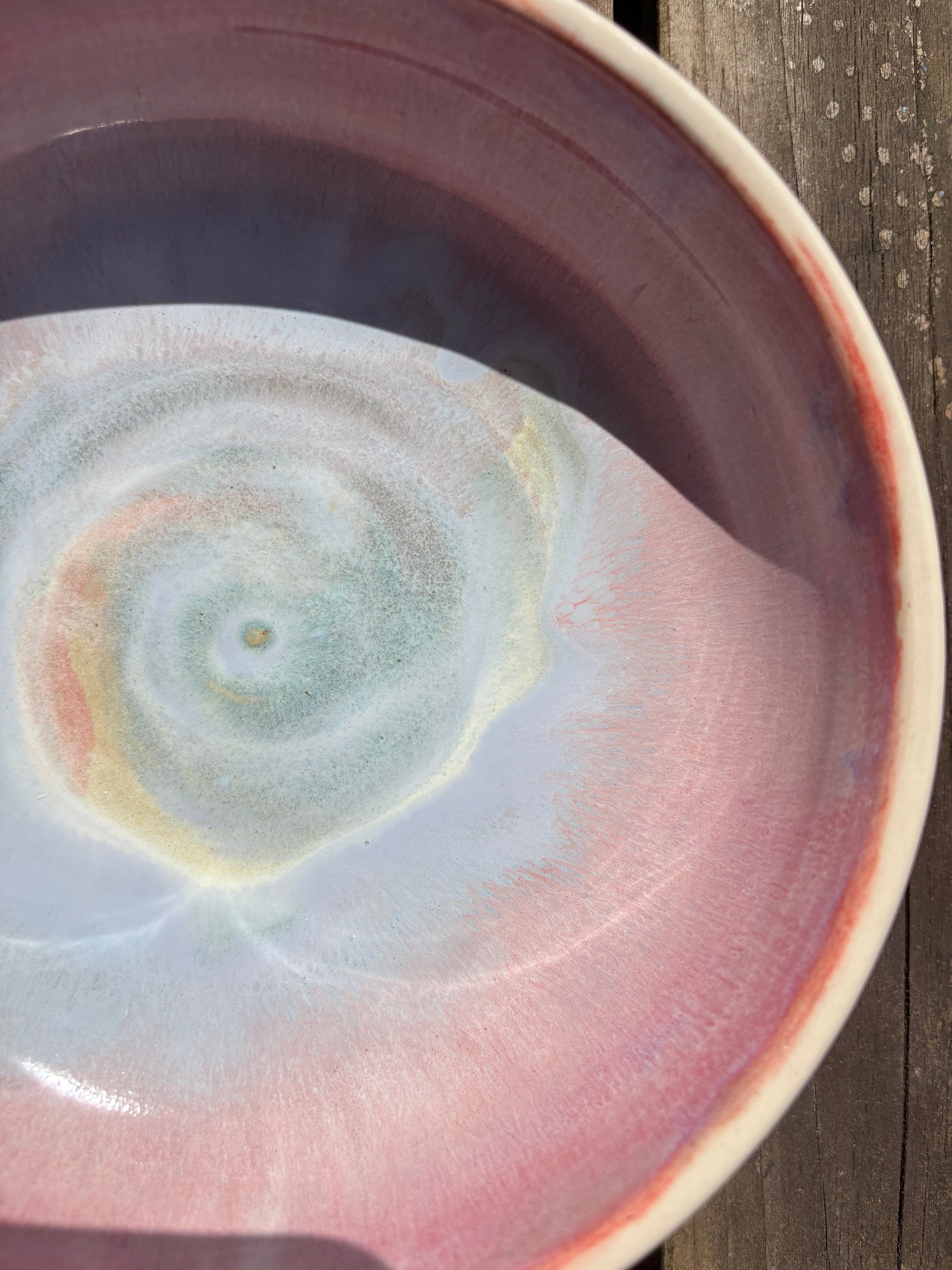 “fuck off i'm eating"  round salad/pasta bowl (pastels, cream clay)