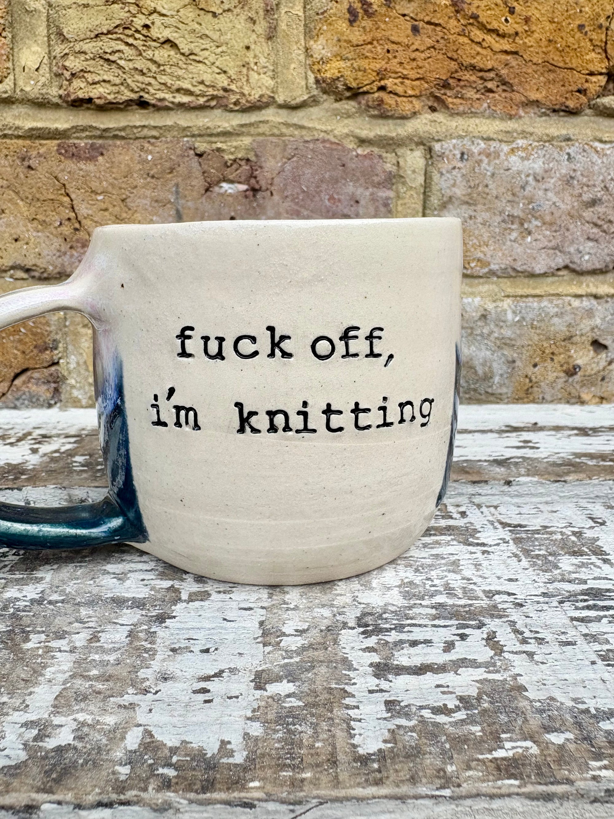 “Fuck off, i'm knitting" mug