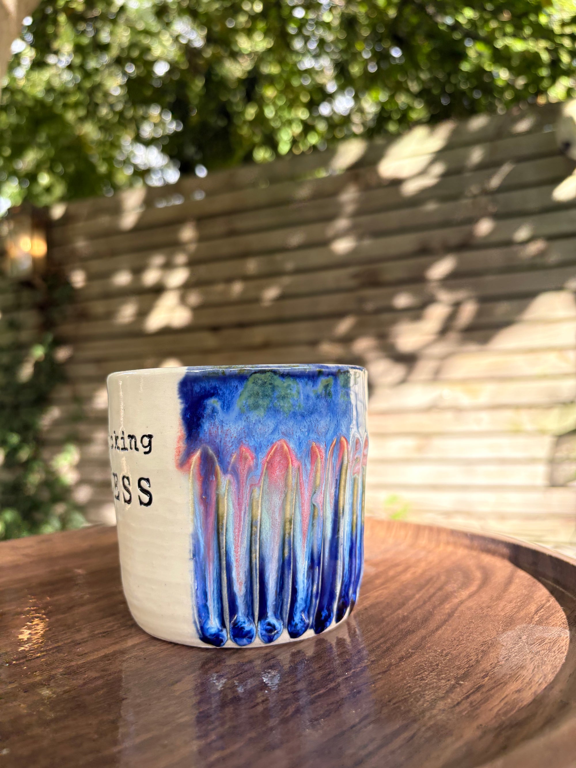 "I'm a fucking GODDESS" mug (blue night sky, 370ml)