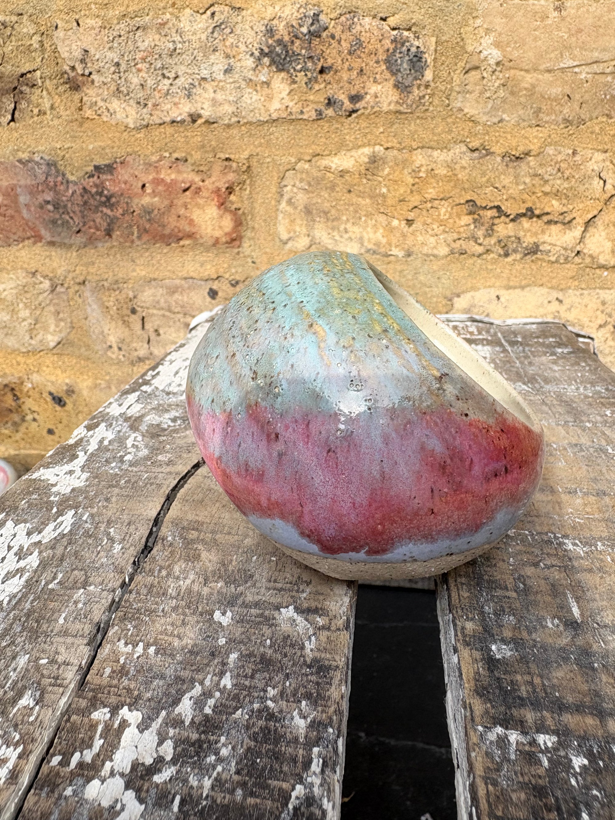 "salty bitch" table salt pig/ pinch pot (turquoise/pink)