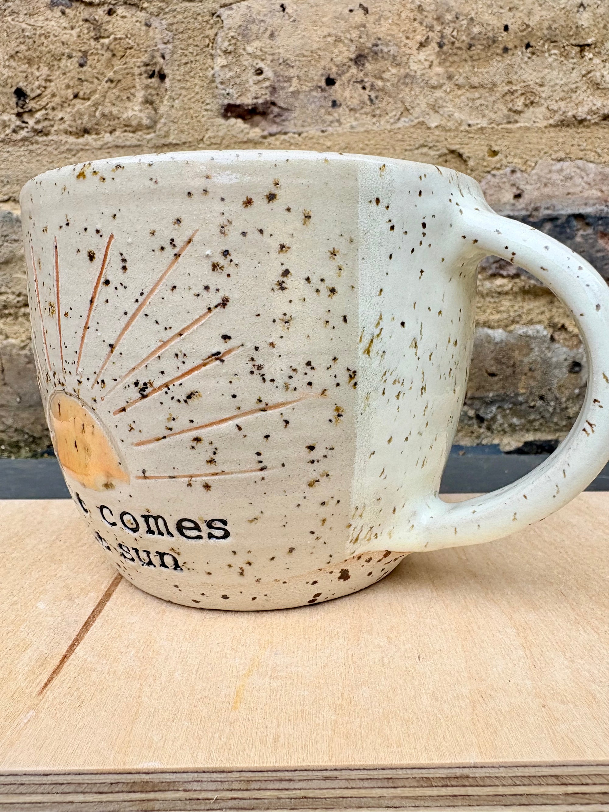 "here comes the sun" mug (orange sun)