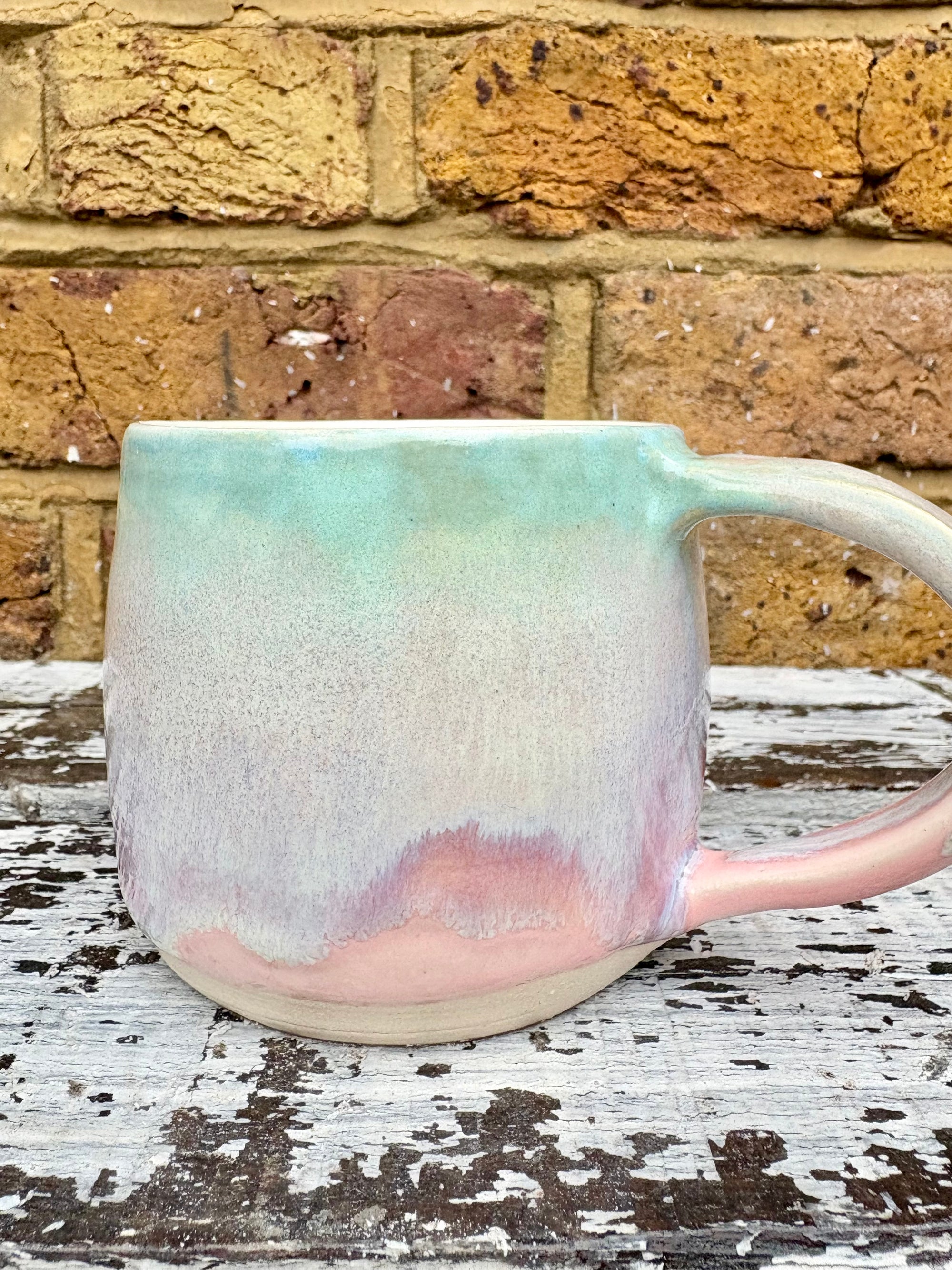 "if you can read this, you're too close" mug (Pink Skies)