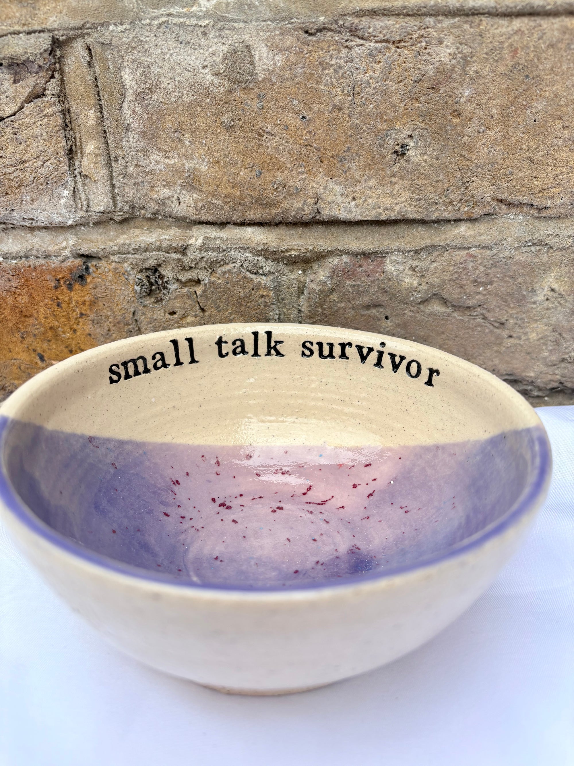 “small talk survivor" bowl (Lavender Sky)