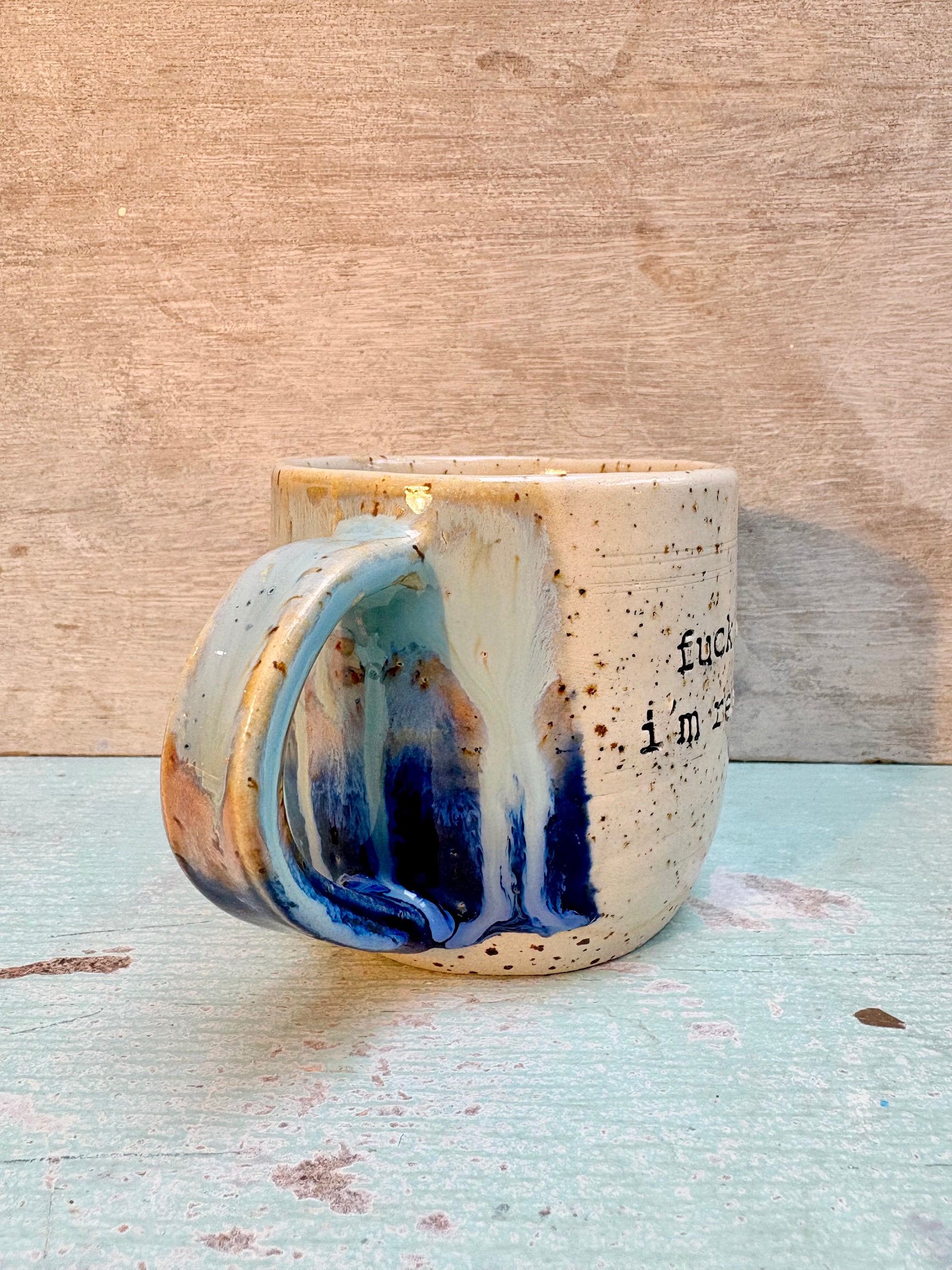 "Fuck off i'm reading" mug (blue night sky)