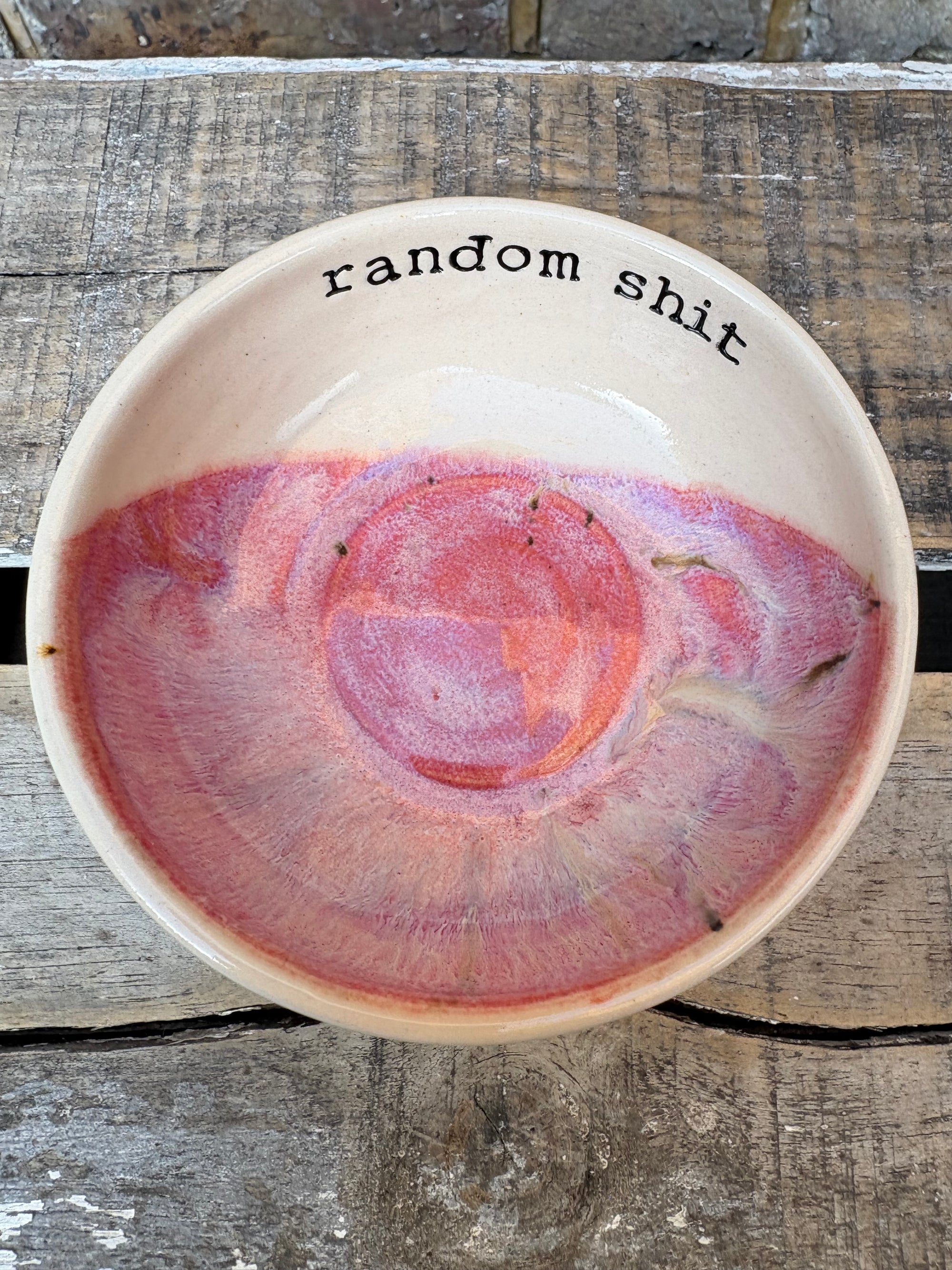 "random shit" trinket dish (pink, cream)