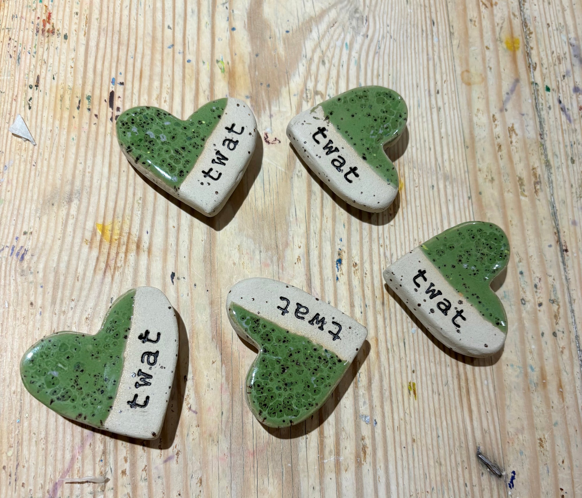 Twat Magnet Set (5 small heart shaped magnets)