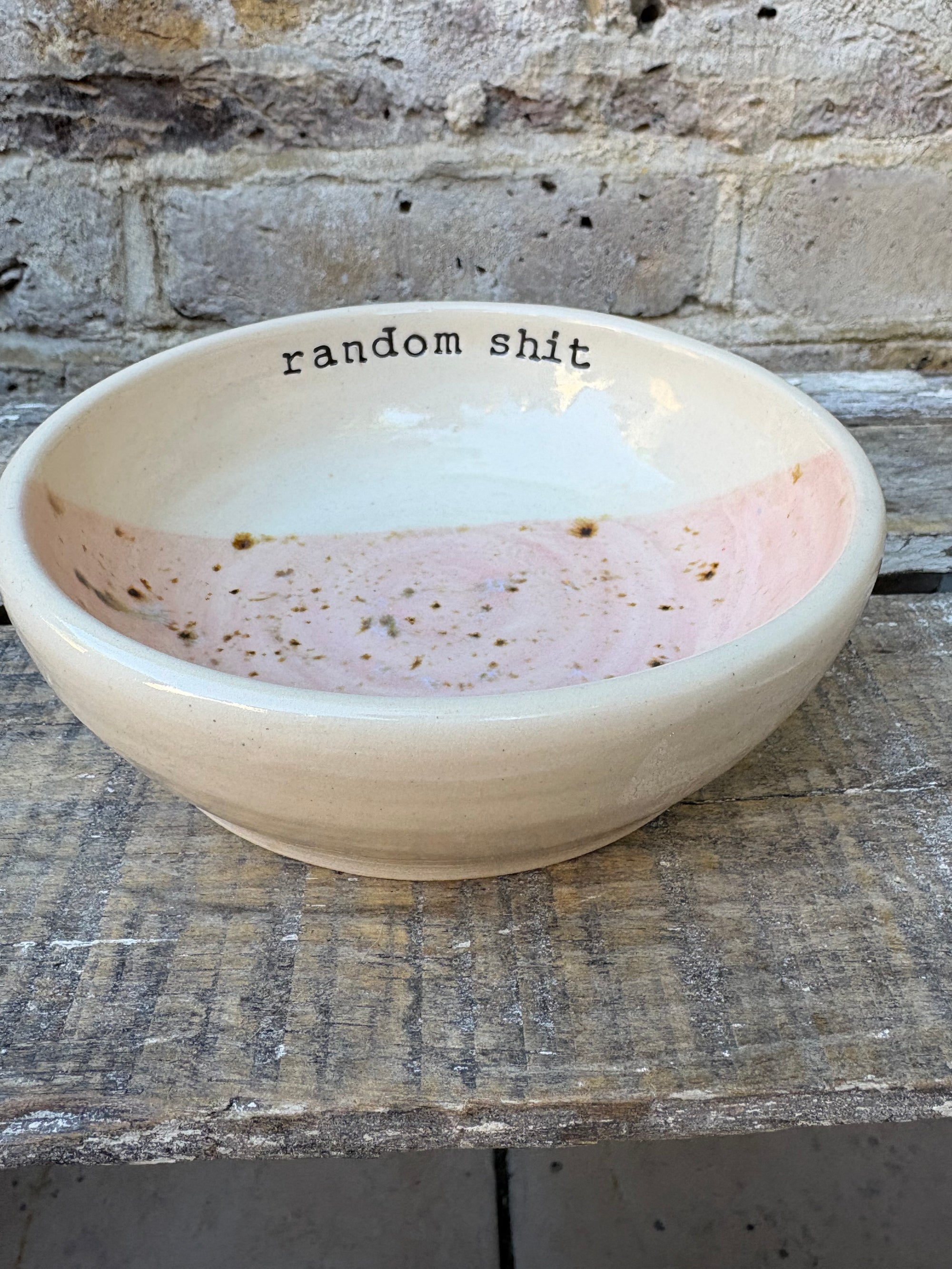 "random shit" trinket dish (light pink speckle)