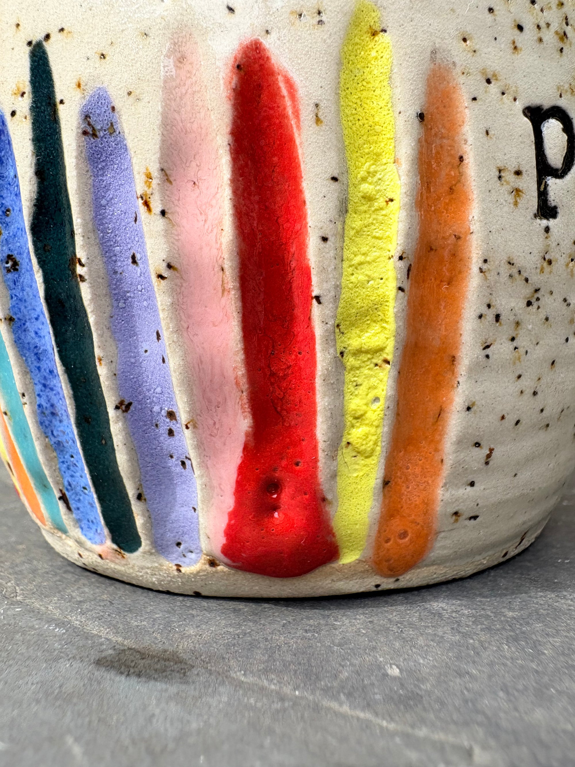 "fuck perfection" mug (rainbow stripes)