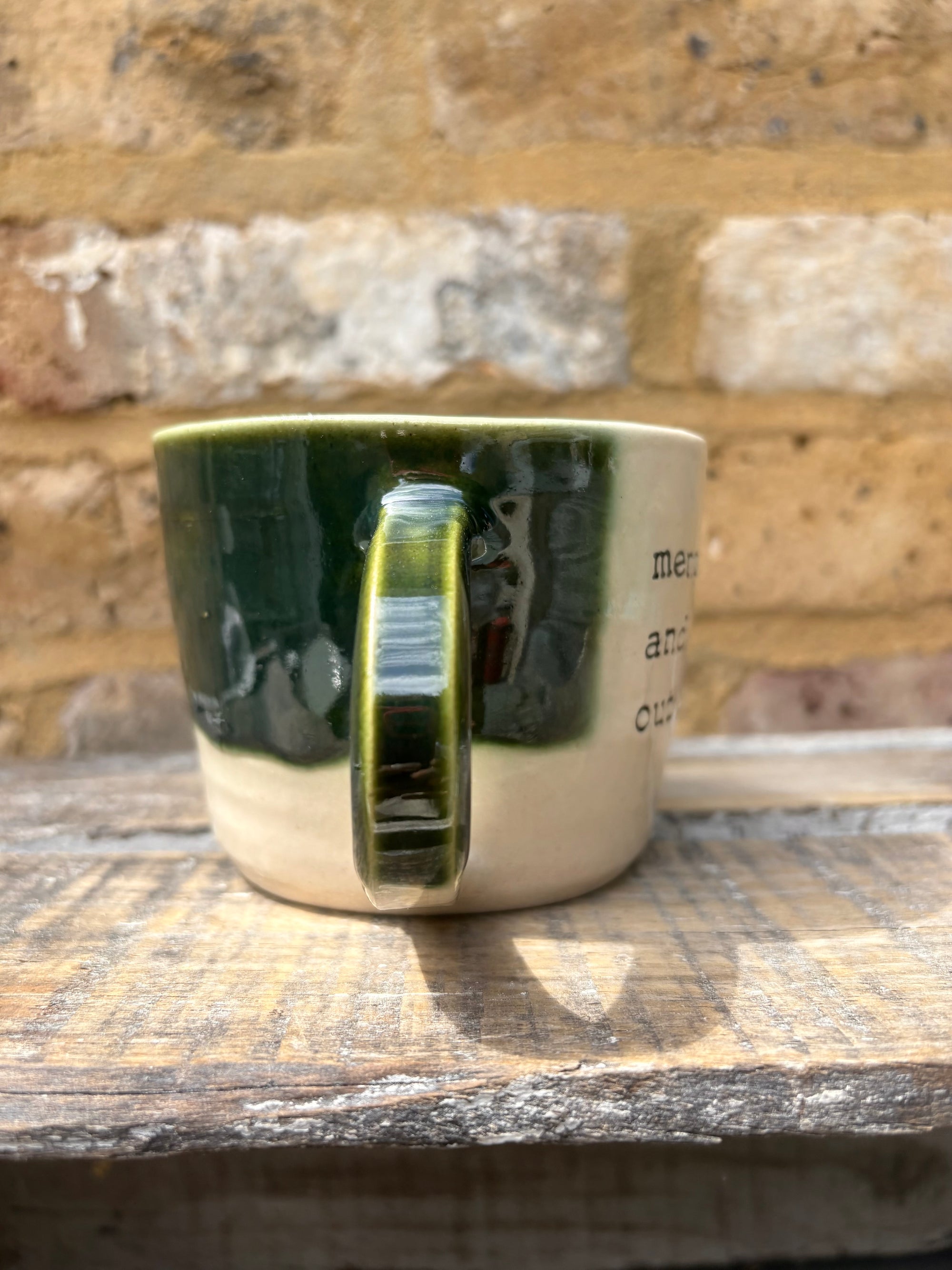 "menopausal and fresh out of fucks" mug (green)
