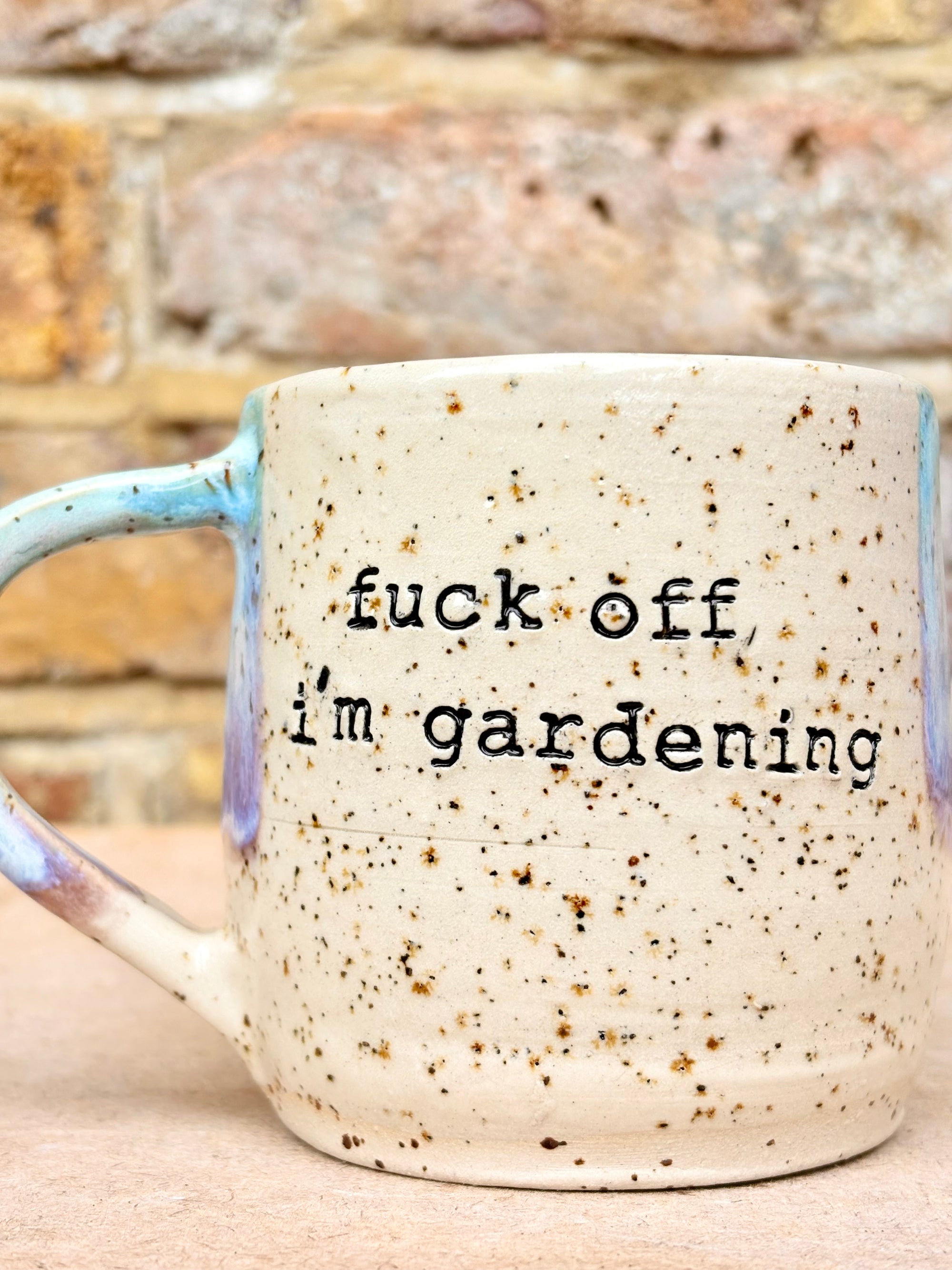 “Fuck off, i'm gardening" mug (pink night sky)