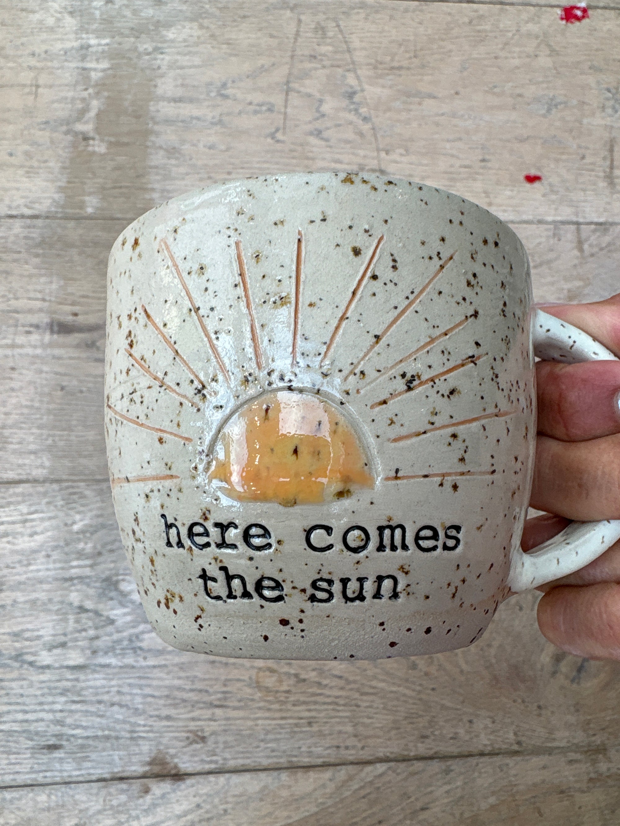"here comes the sun" mug (orange sun)