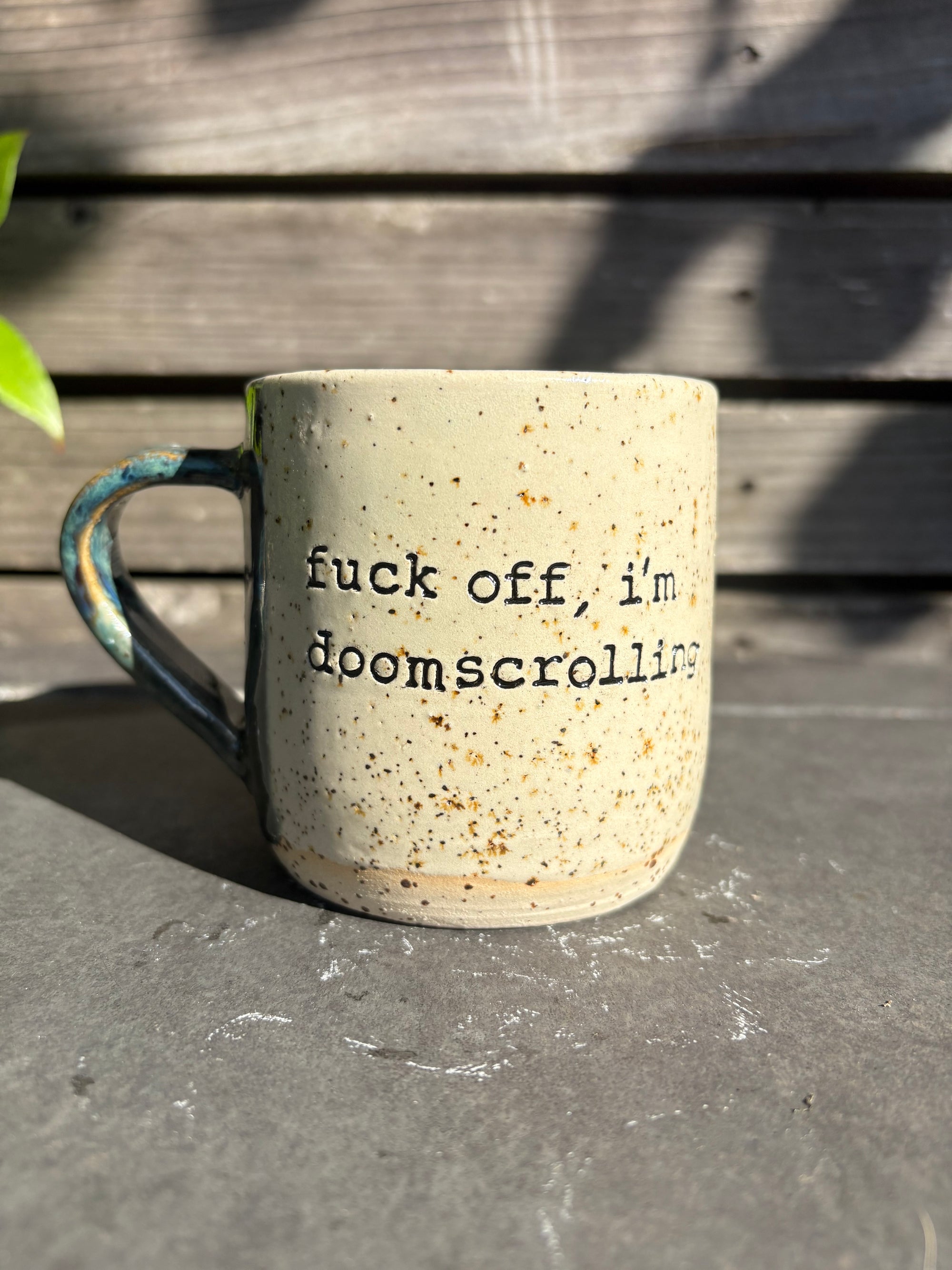 “Fuck off, i'm doomscrolling" mug