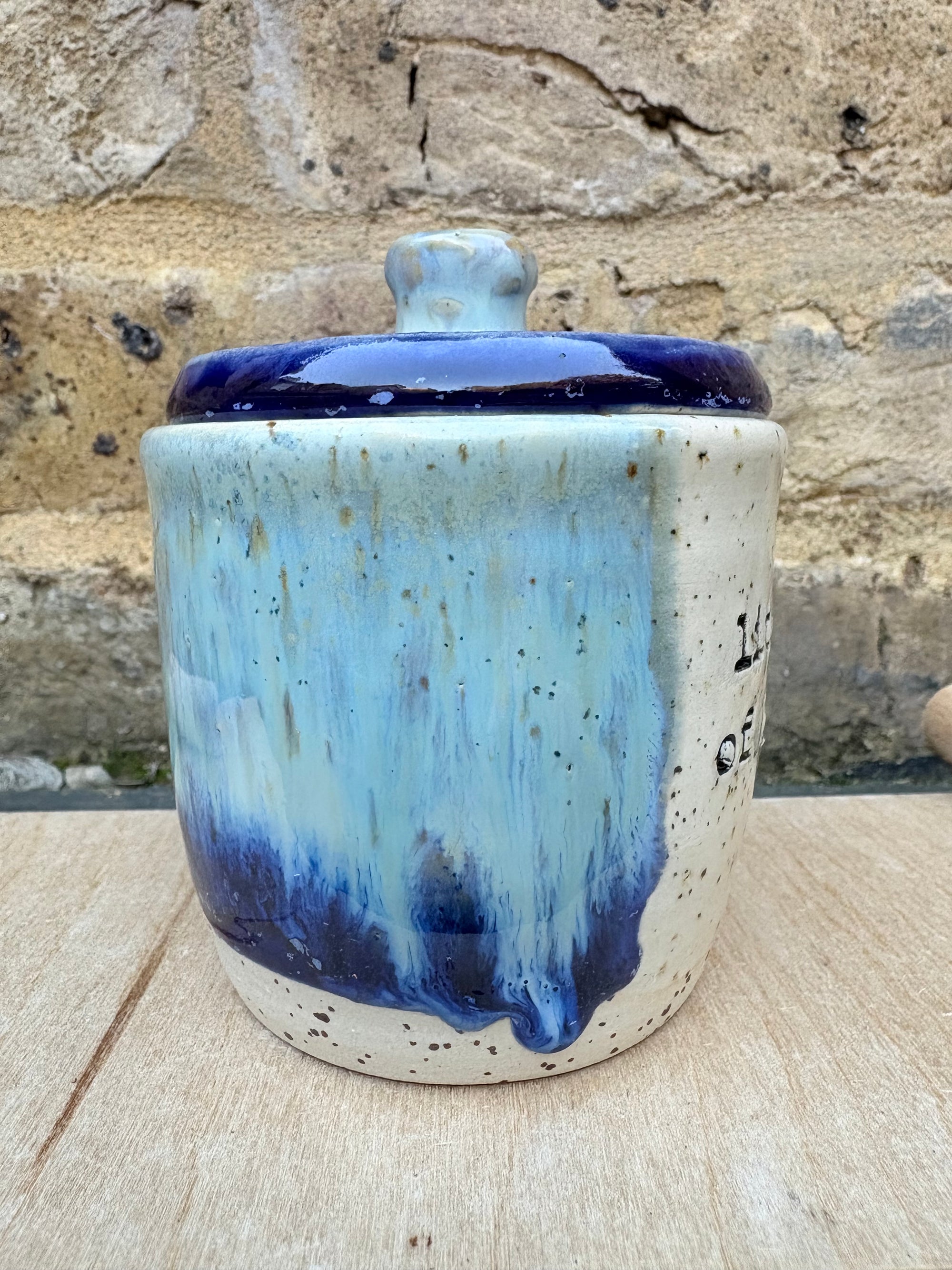 “little pot of horrors" lidded pot (blue night sky)