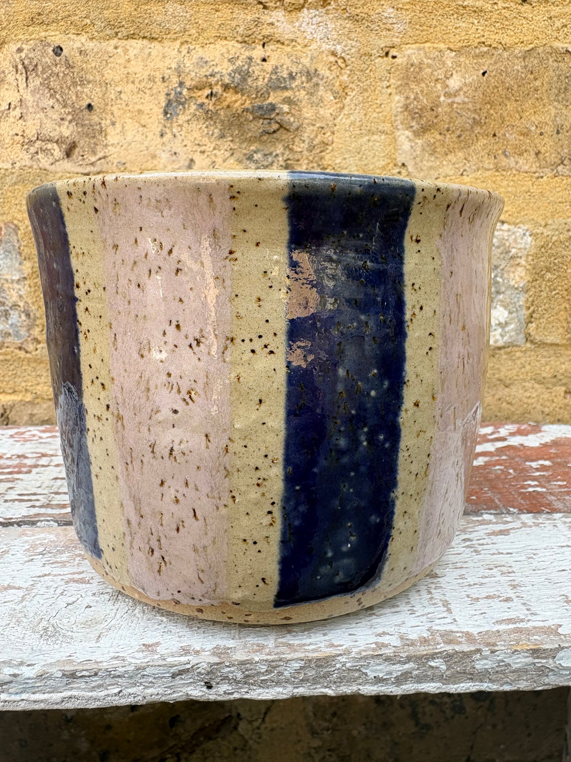 "fork me” utensil holder (pink/blue stripe)