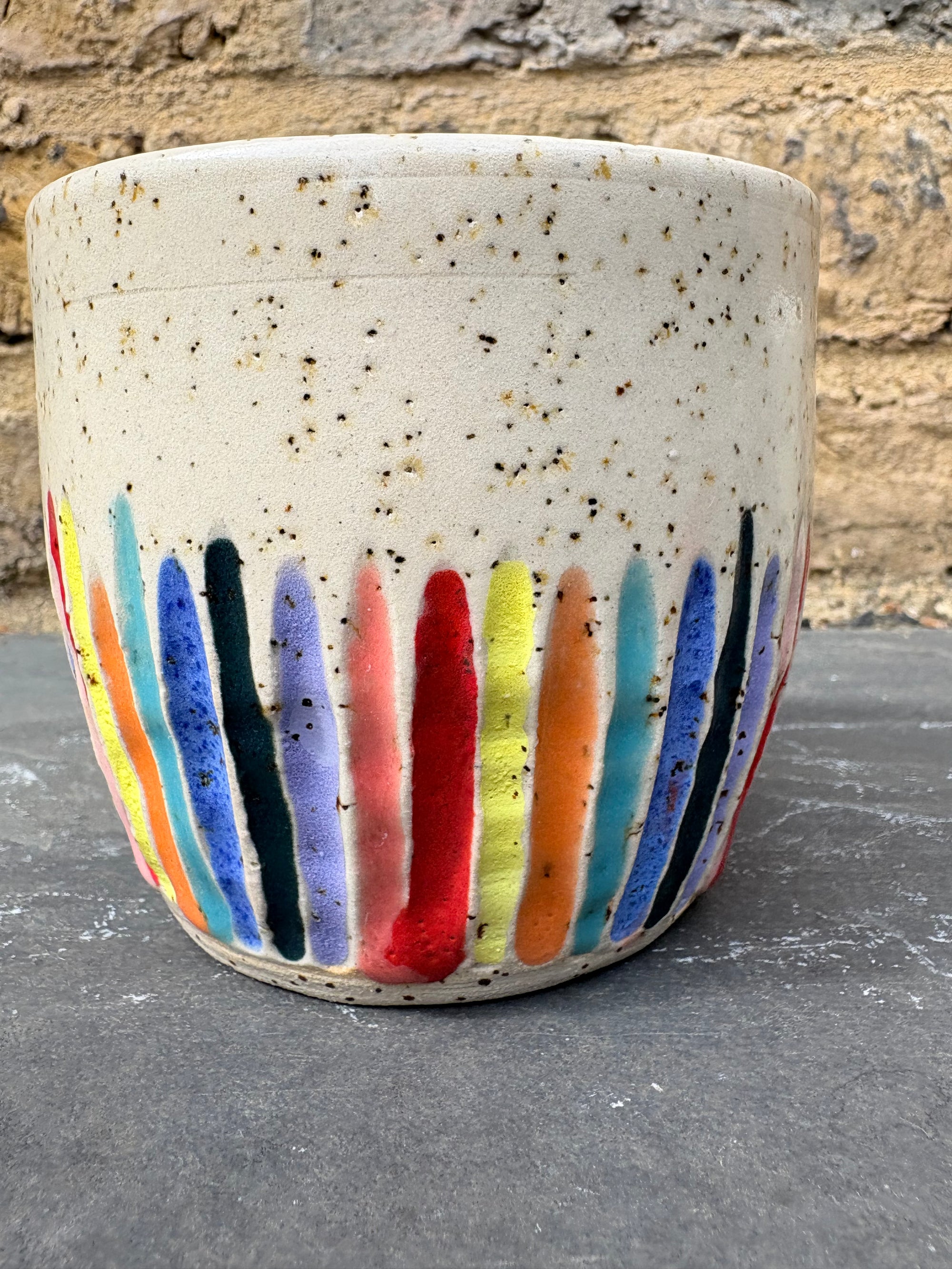 "fuck perfection" mug (rainbow stripes)