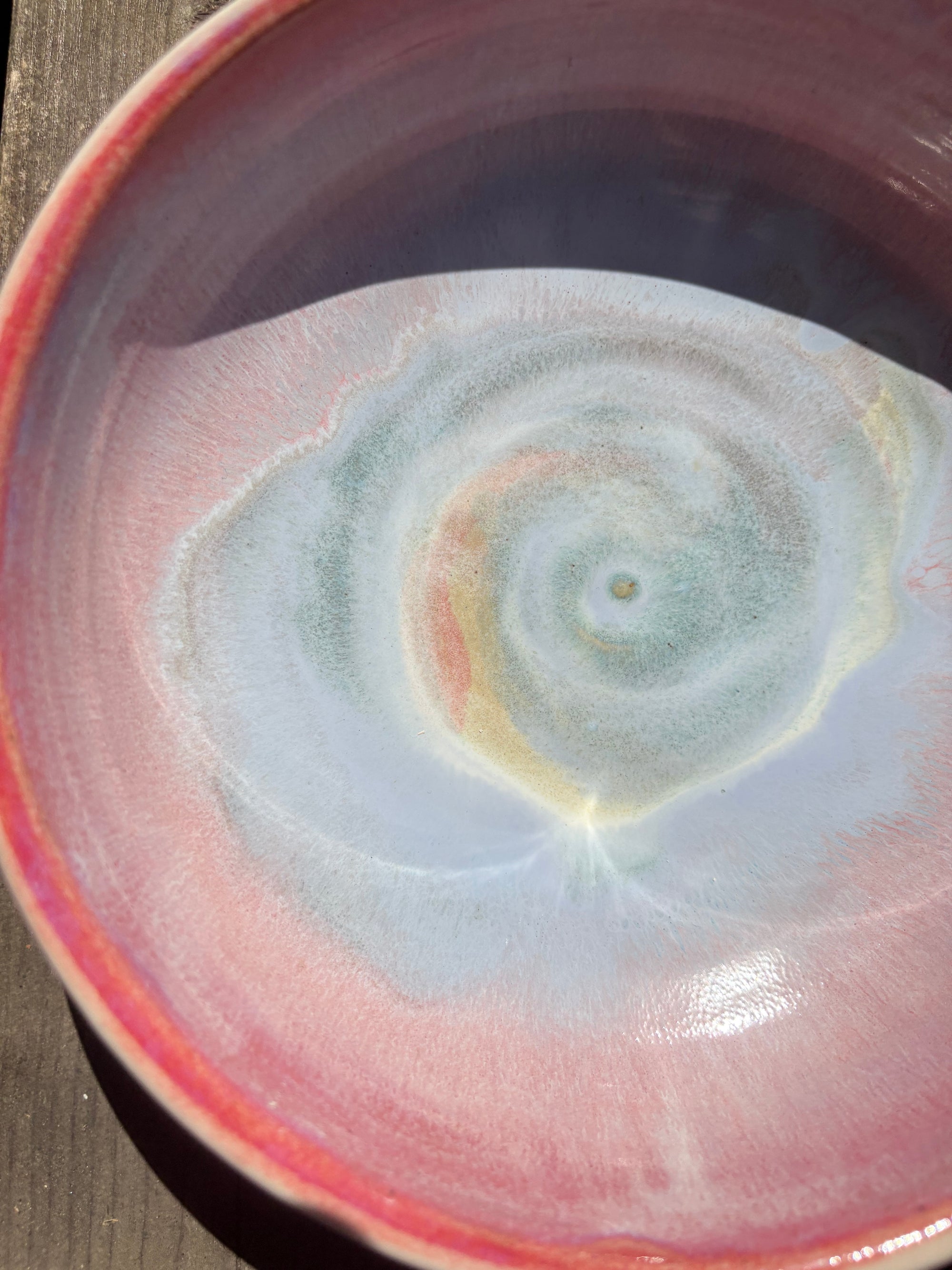 “fuck off i'm eating"  round salad/pasta bowl (pastels, cream clay)