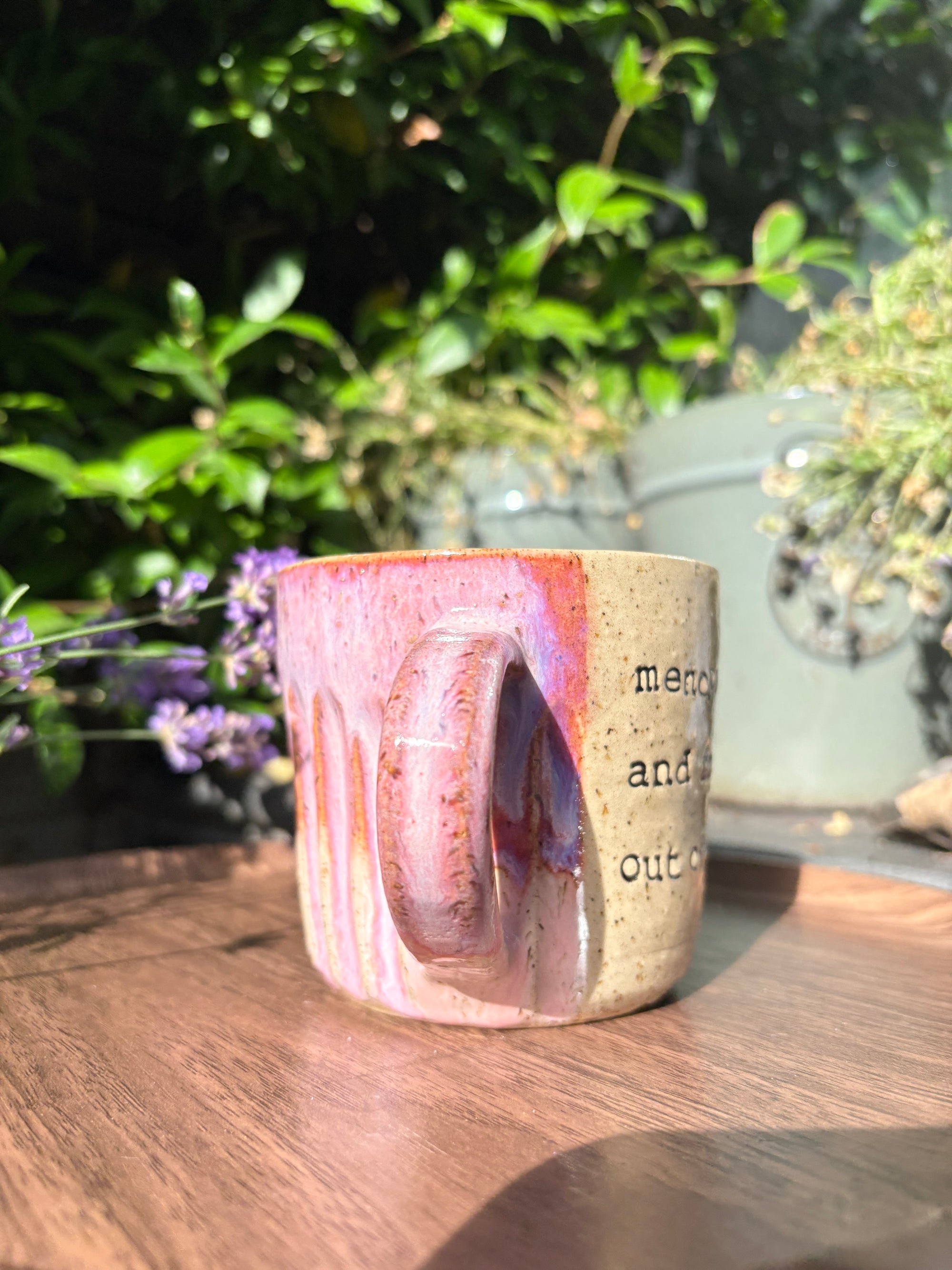 "menopausal and fresh out of fucks" mug (pink)