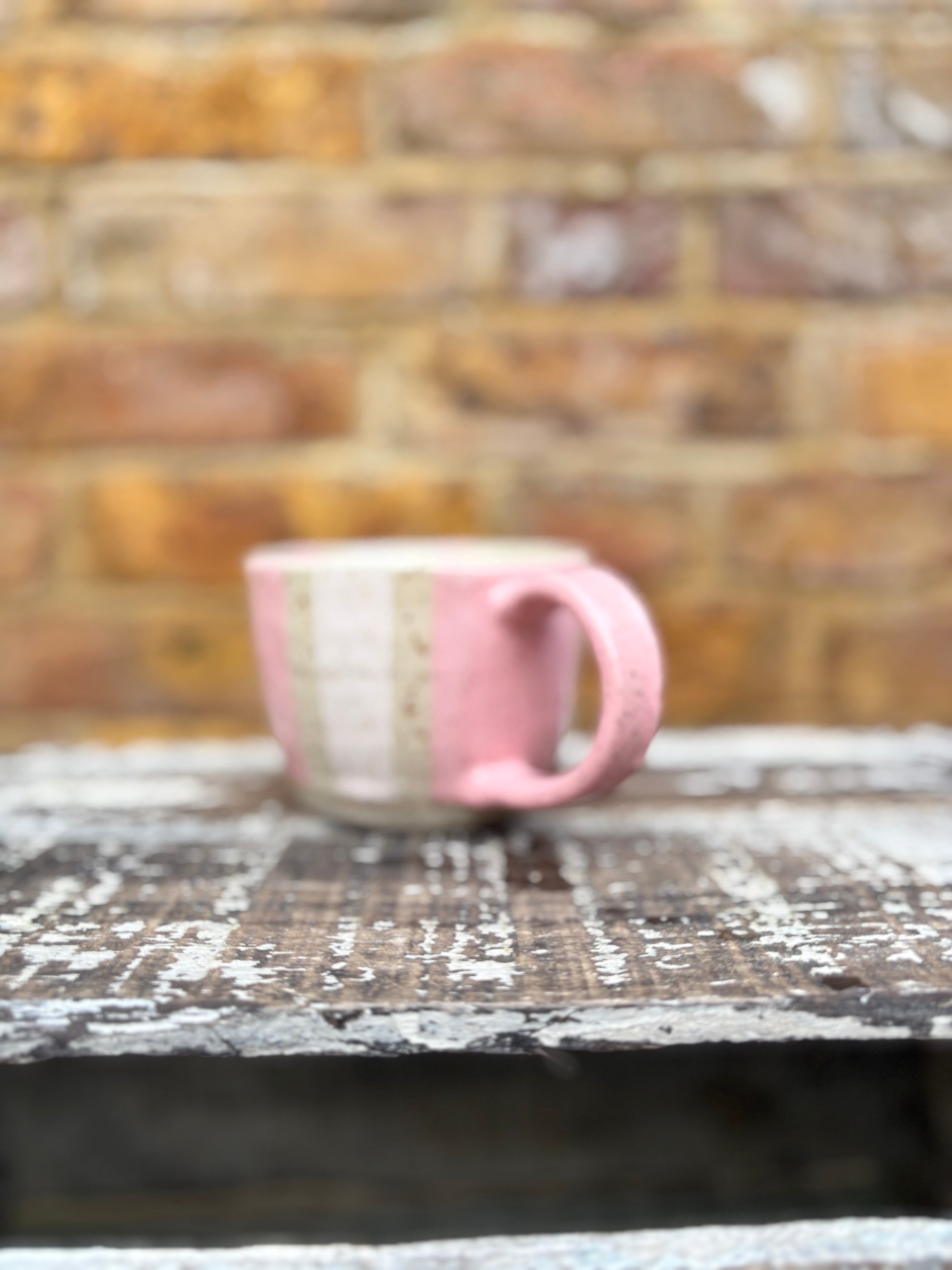 "cute but totally unhinged" mug (pink/white stripe)