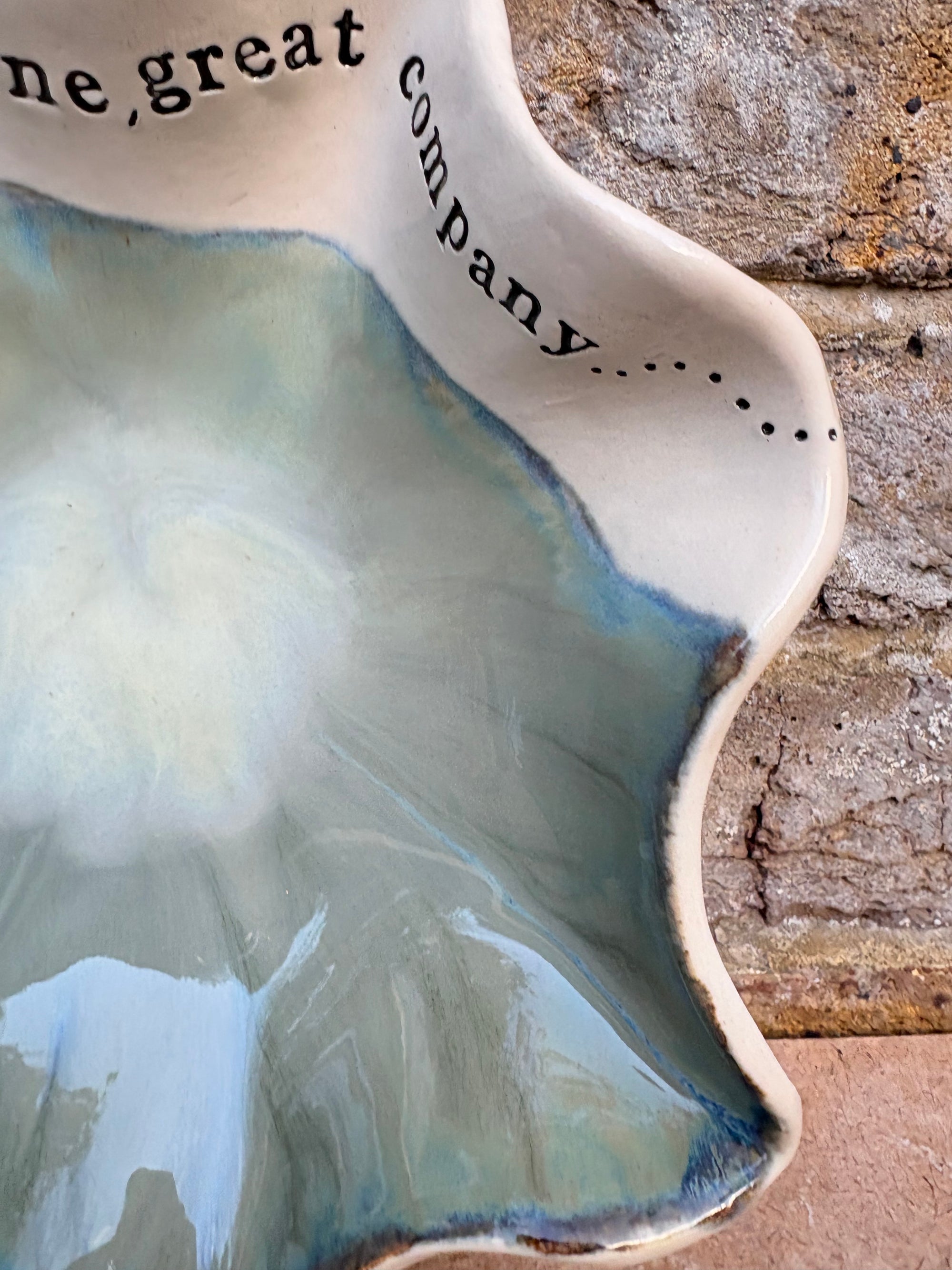 "good food, fine wine, good company..." dish (Sage)