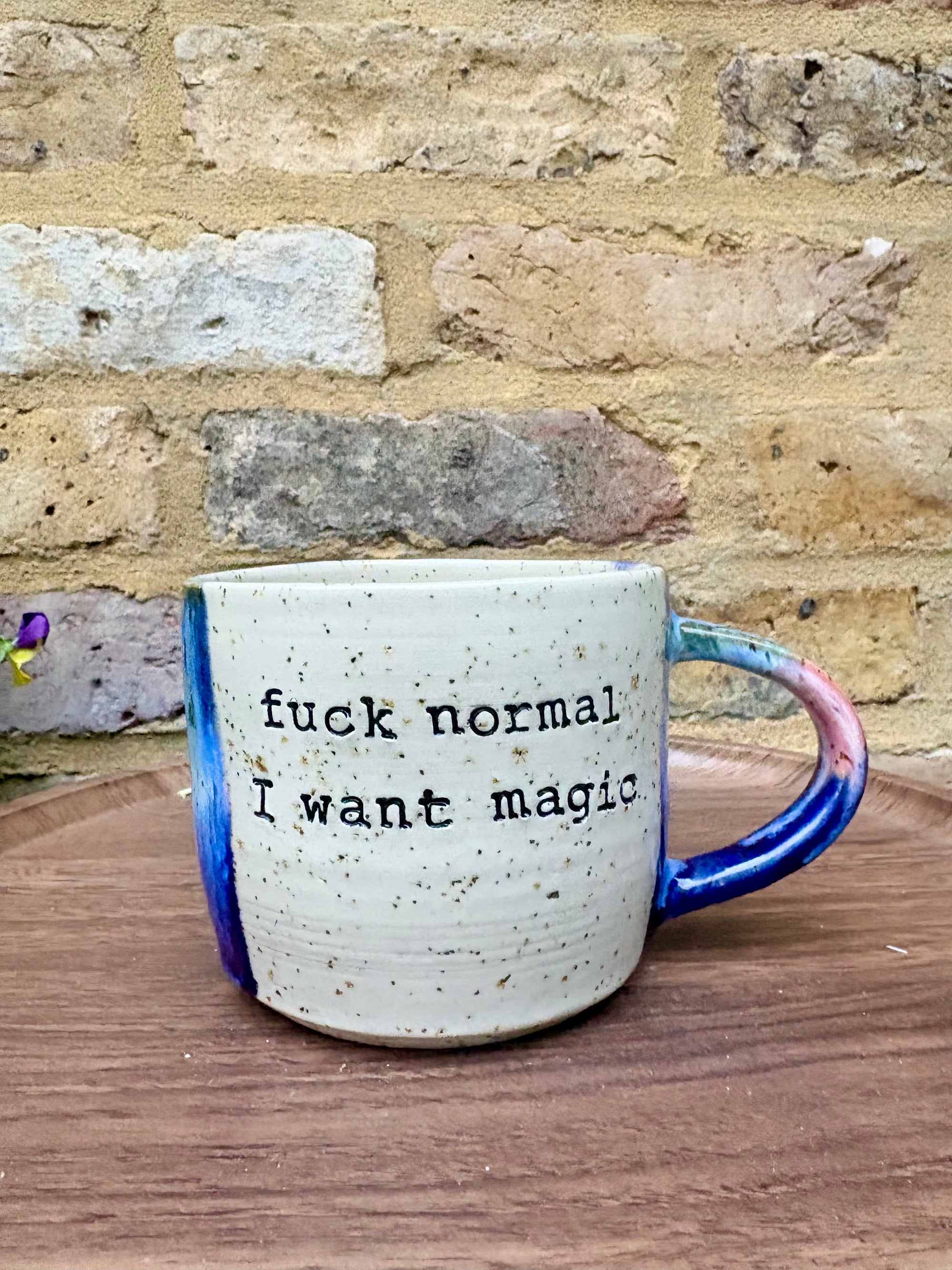 “fuck normal, i want magic" mug (Blue Night Sky)