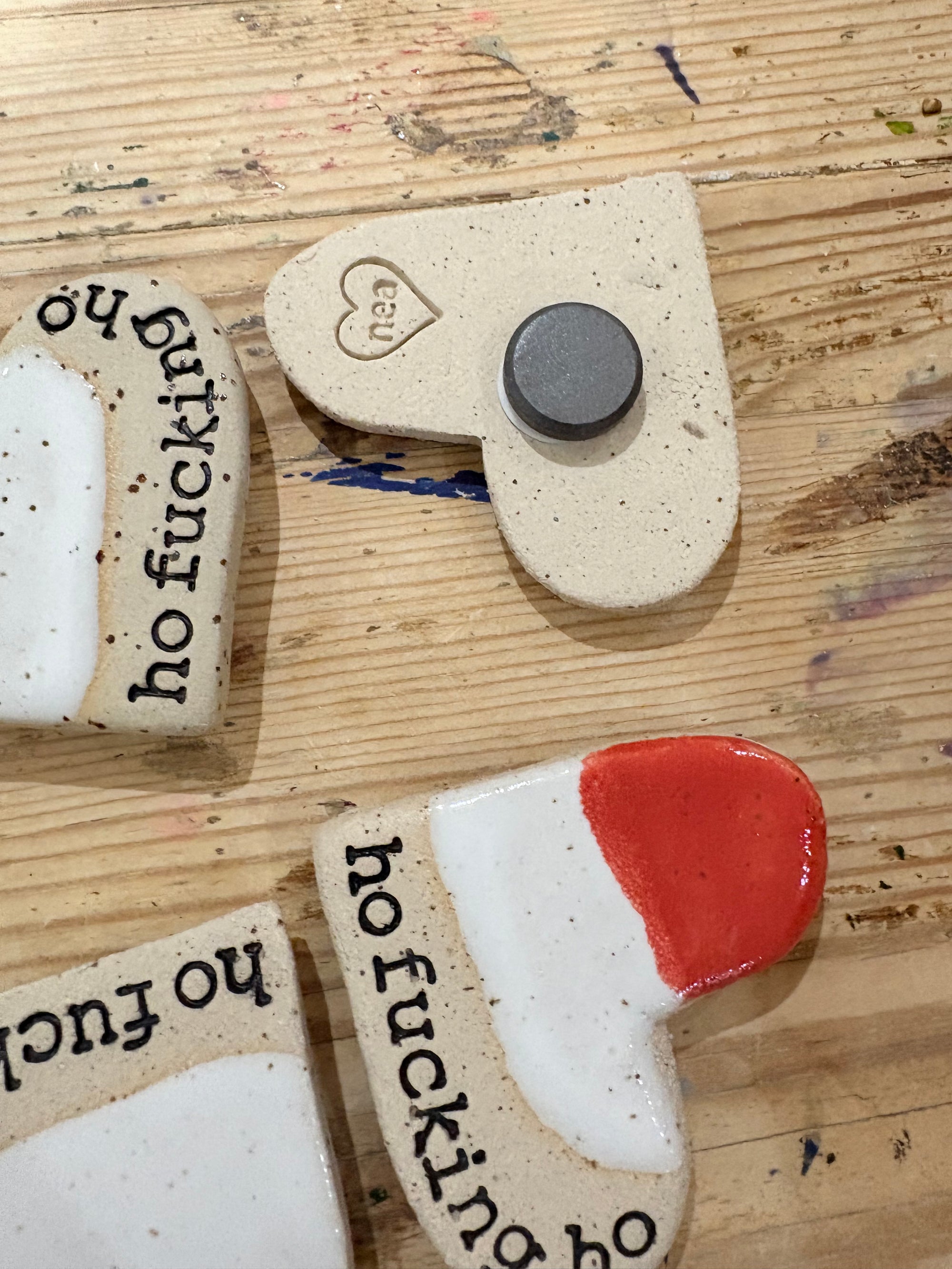 “ho fucking ho” magnet (red and white, medium)