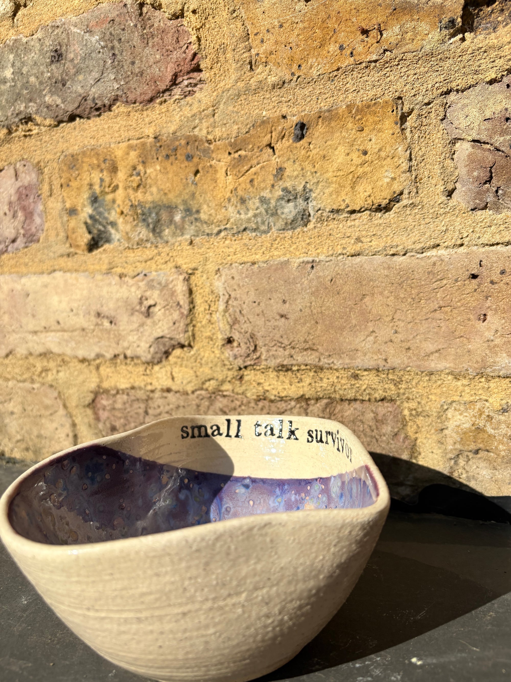 "small talk survivor" bowl (purple)