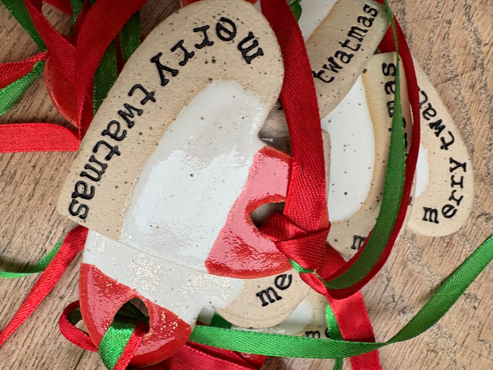 “merry twatmas” hanging decoration (red and white, large)