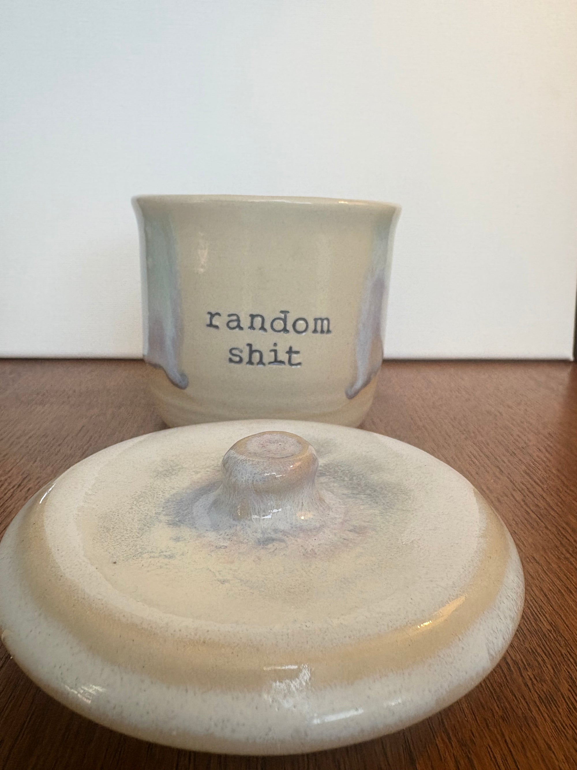 "random shit" lidded pot (oyster lilac)