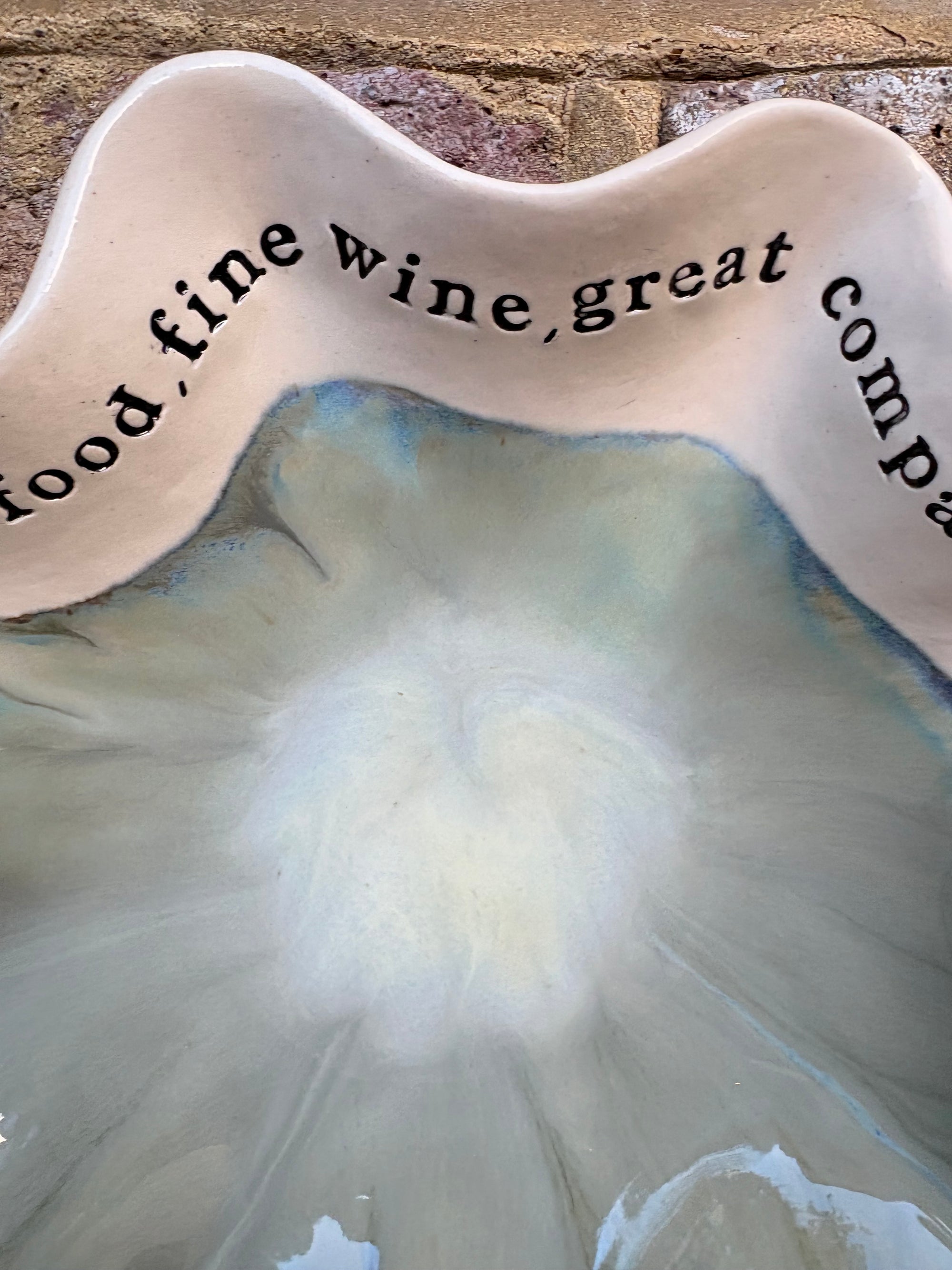 "good food, fine wine, good company..." dish (Sage)