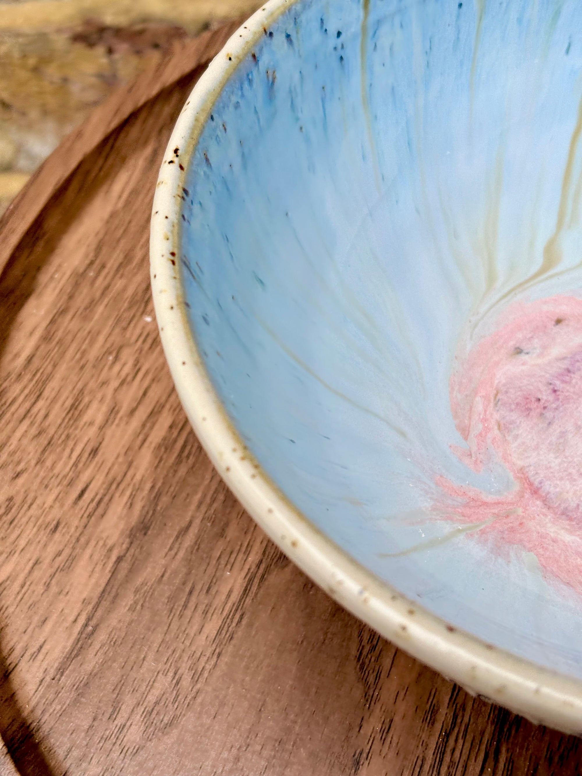 “not a sharer fuck off” deep round cereal bowl (blue, flecked clay)