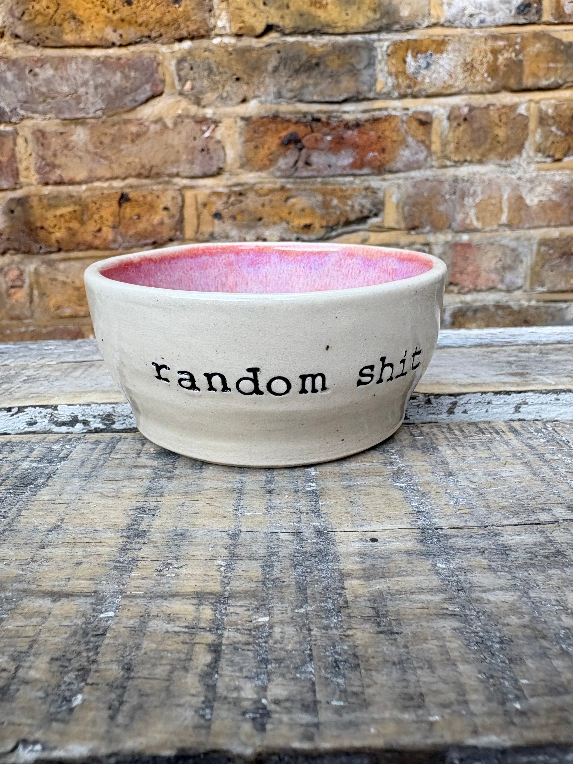 "random shit" trinket dish (pink, cream)
