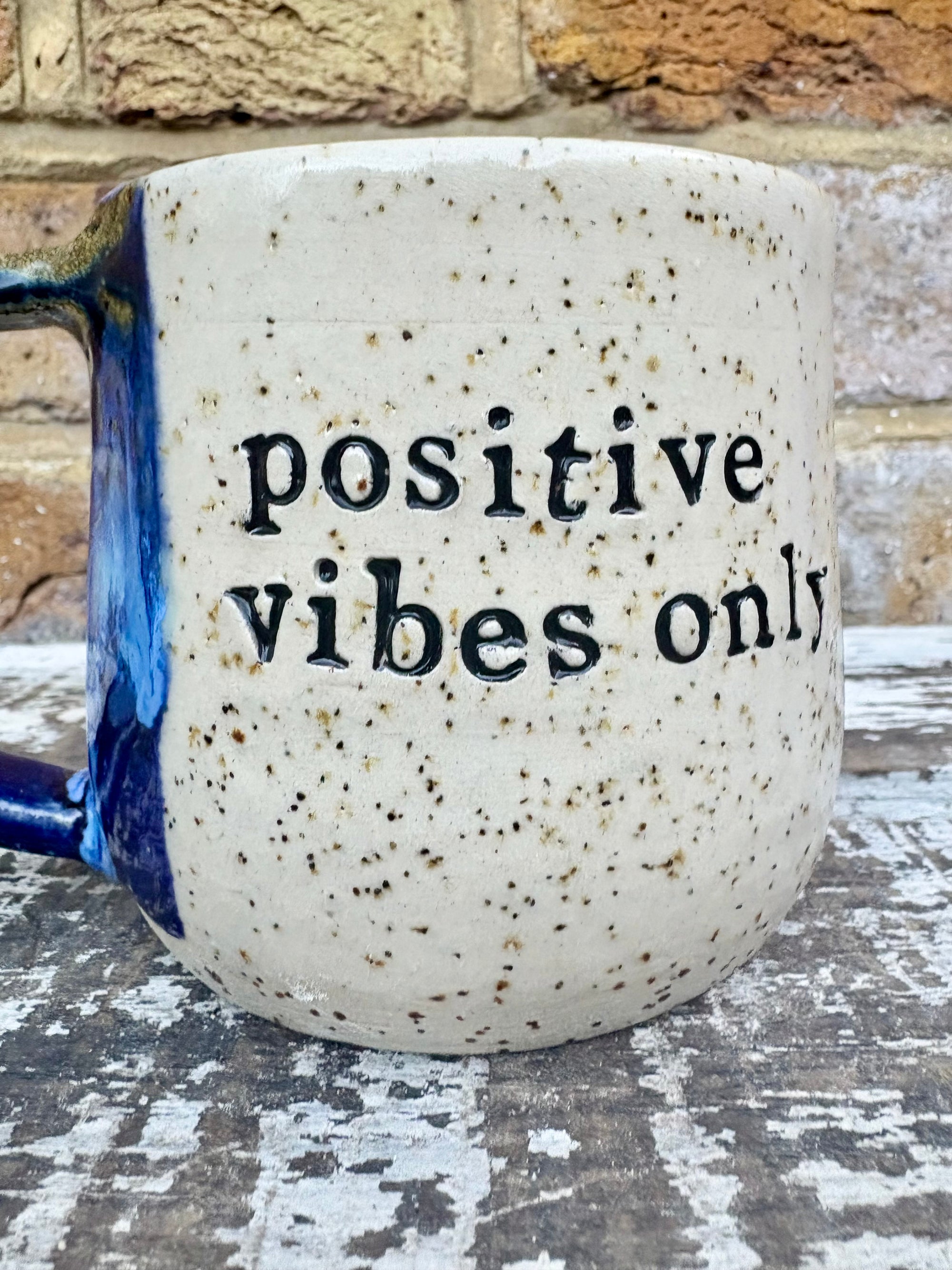 "positive vibes only" "fuck off" mug