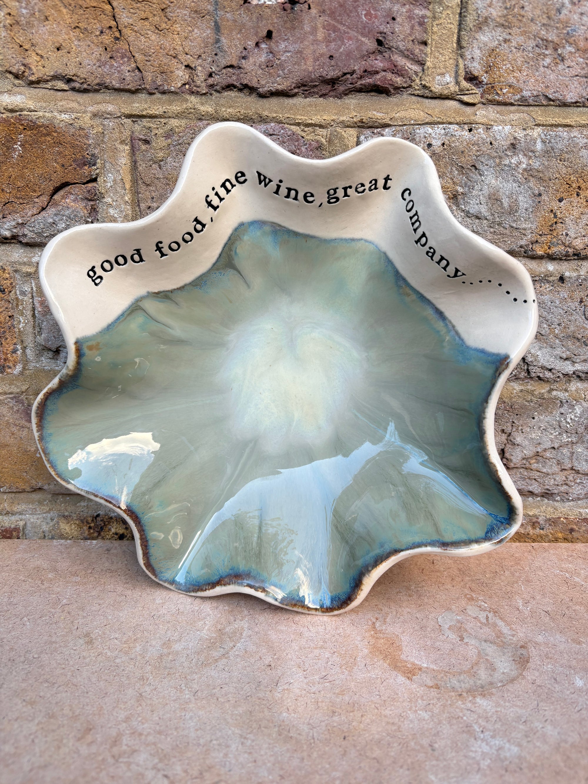 "good food, fine wine, good company..." dish (Sage)