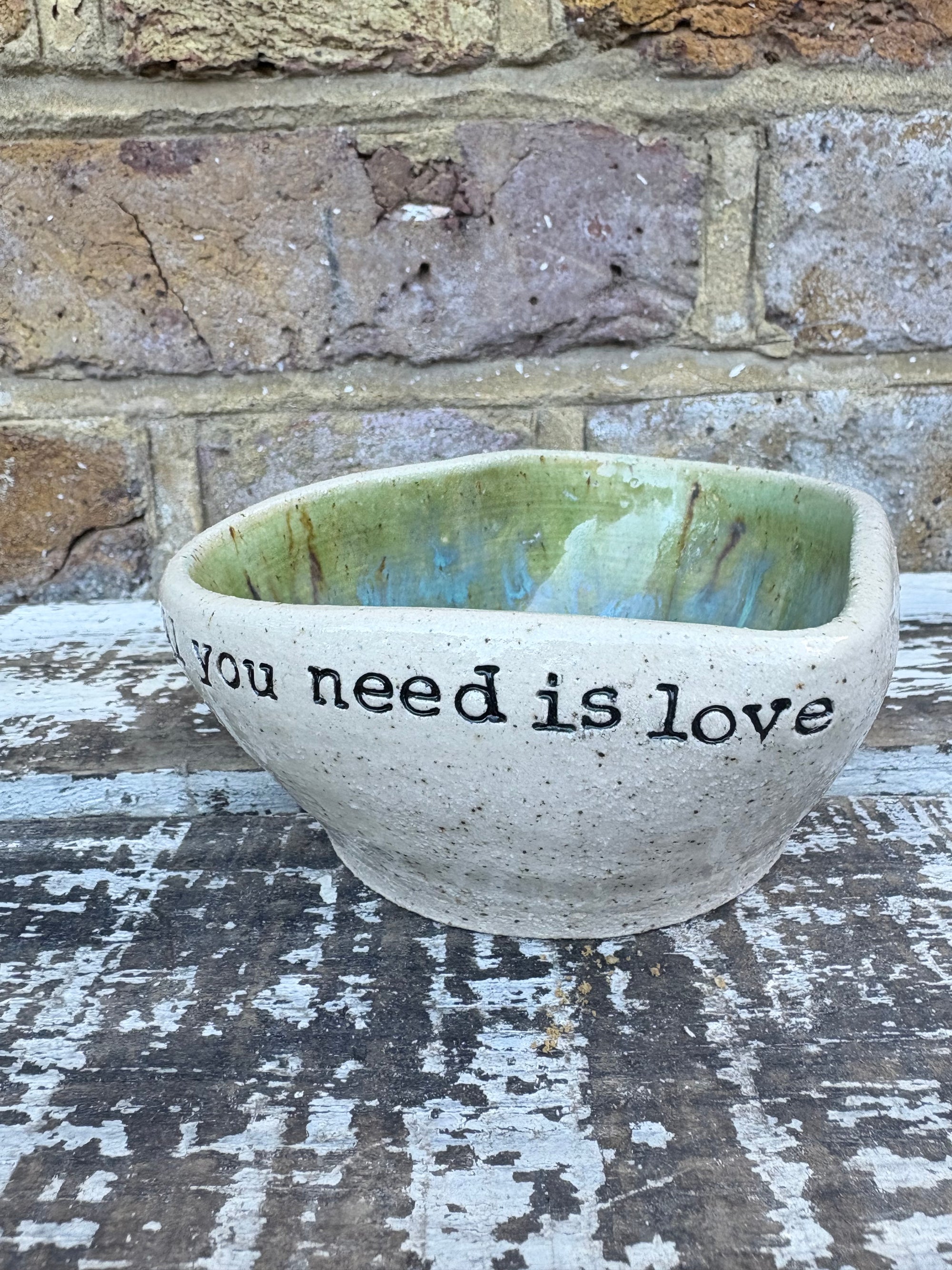 “all you need is love" snack bowl (green dream)