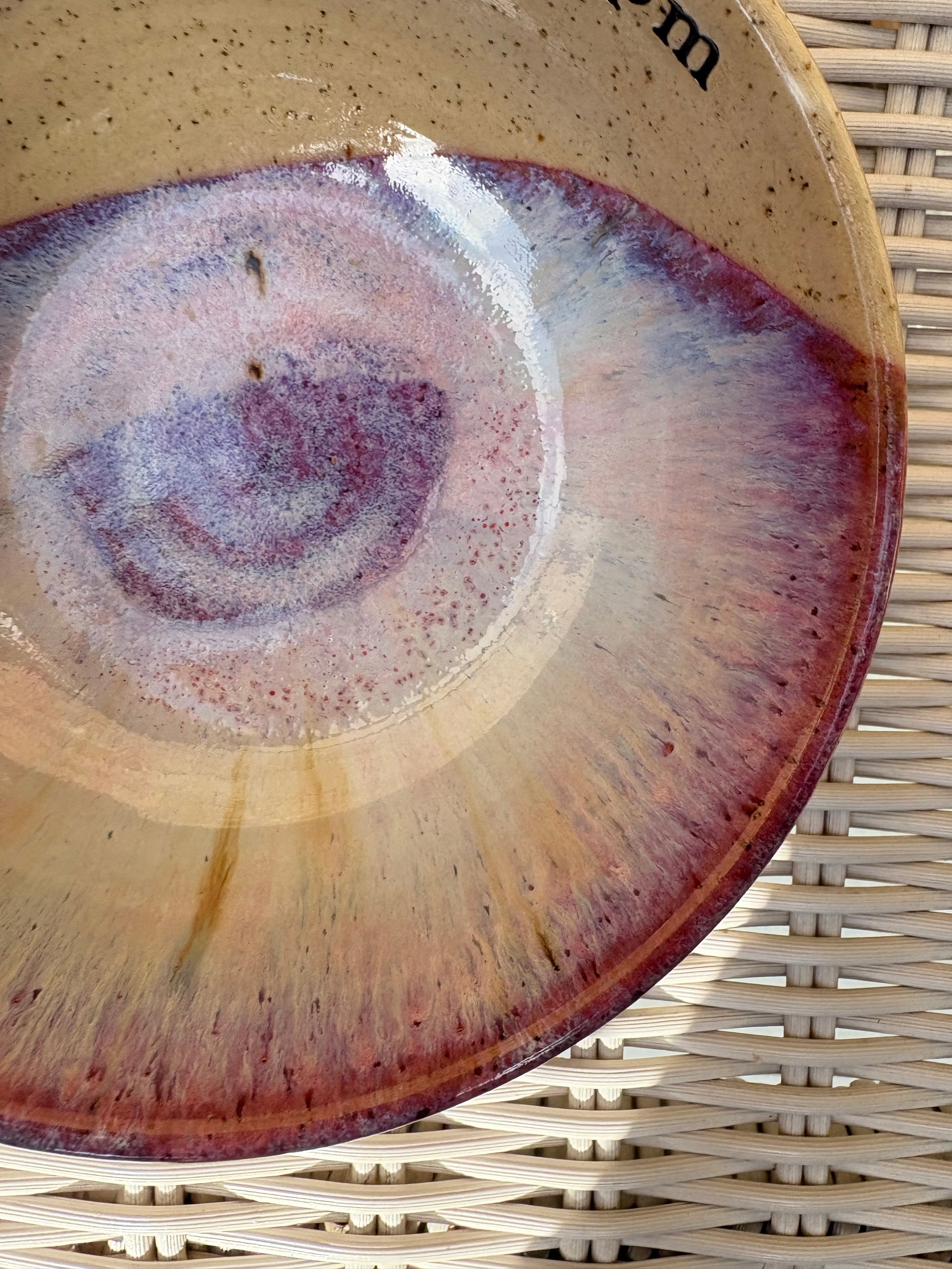 “eat, drink and fuck off by 9pm"  deep round salad/pasta bowl (lilac, flecked clay)