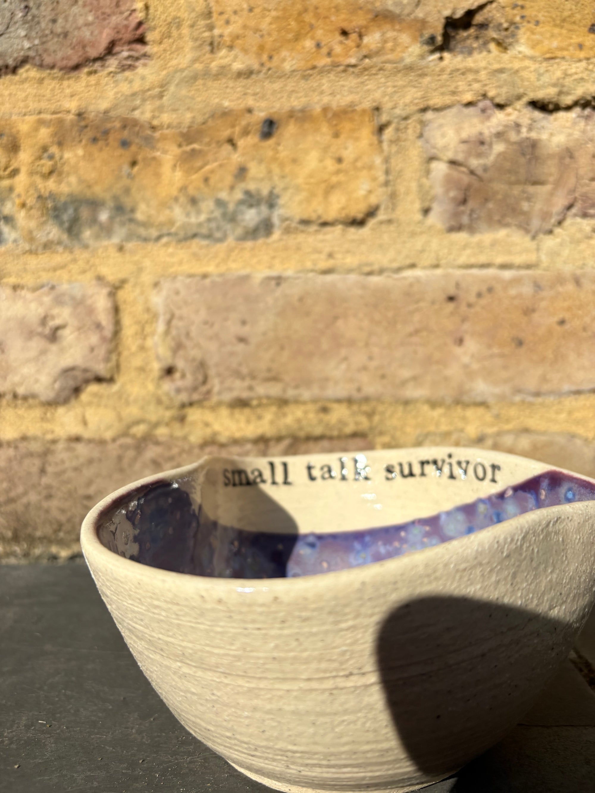 "small talk survivor" bowl (purple)