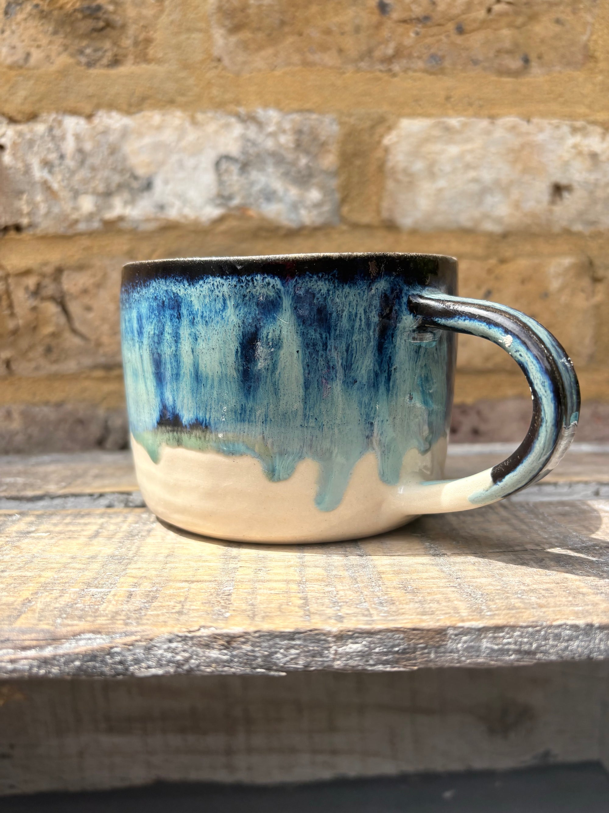 "menopausal and fresh out of fucks" mug (blue shore)