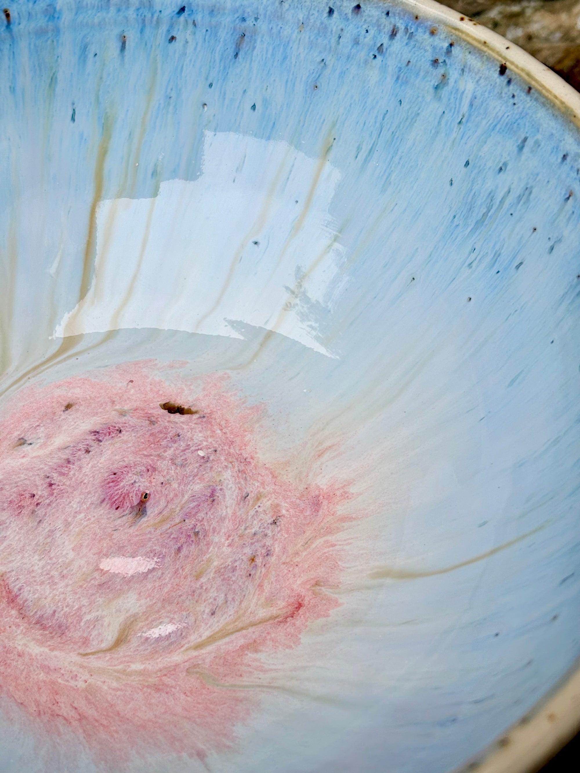 “not a sharer fuck off” deep round cereal bowl (blue, flecked clay)