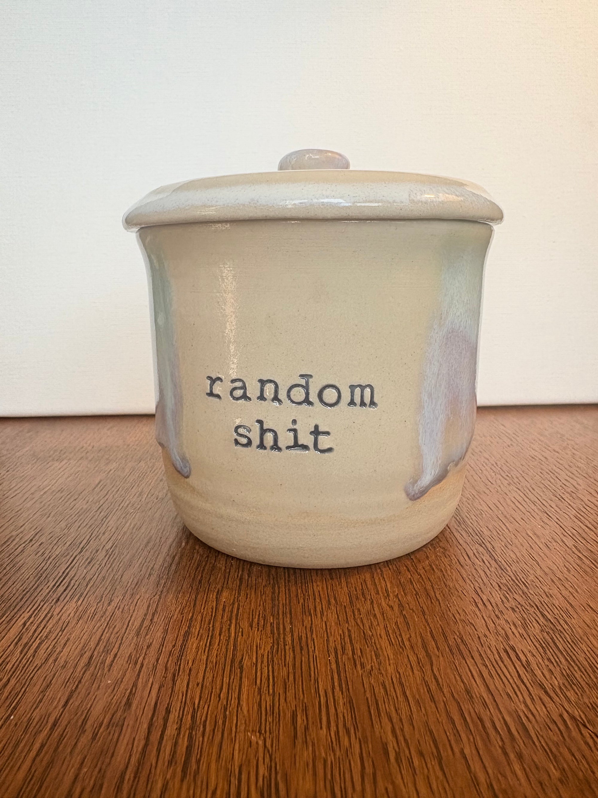 "random shit" lidded pot (oyster lilac)