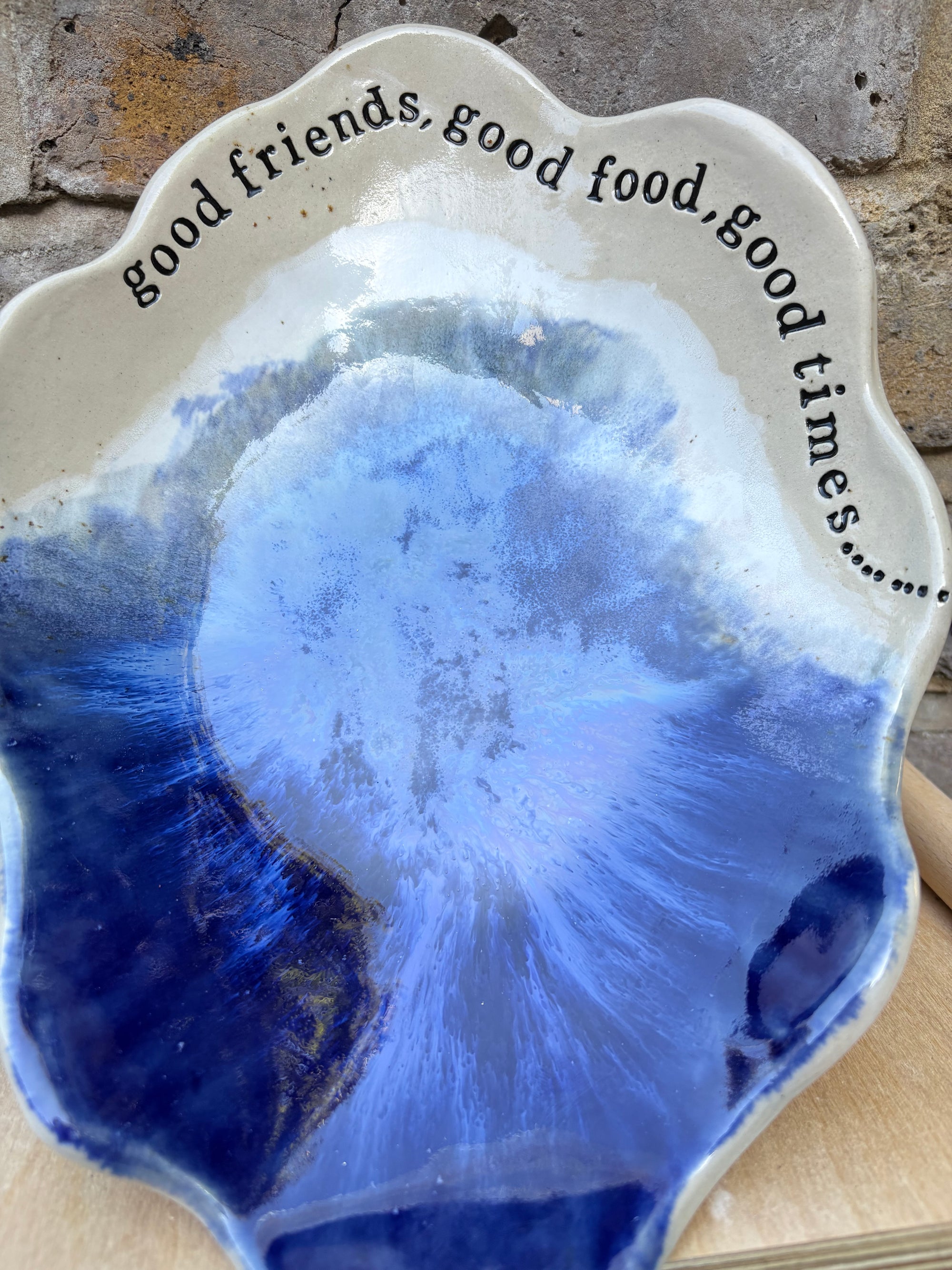 "good food, good wine, good times..." long salad dish