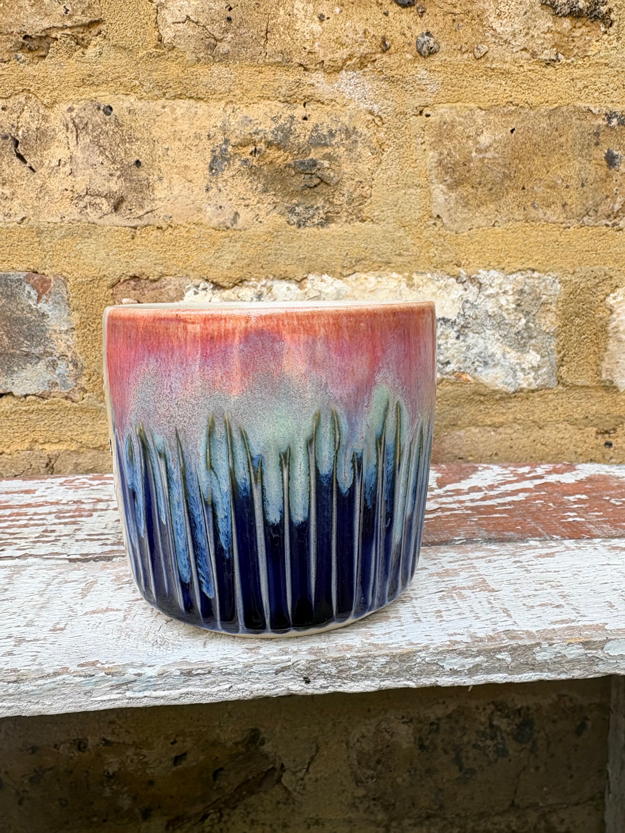 “good vibes only" "fuck off" mug (pink night sky)