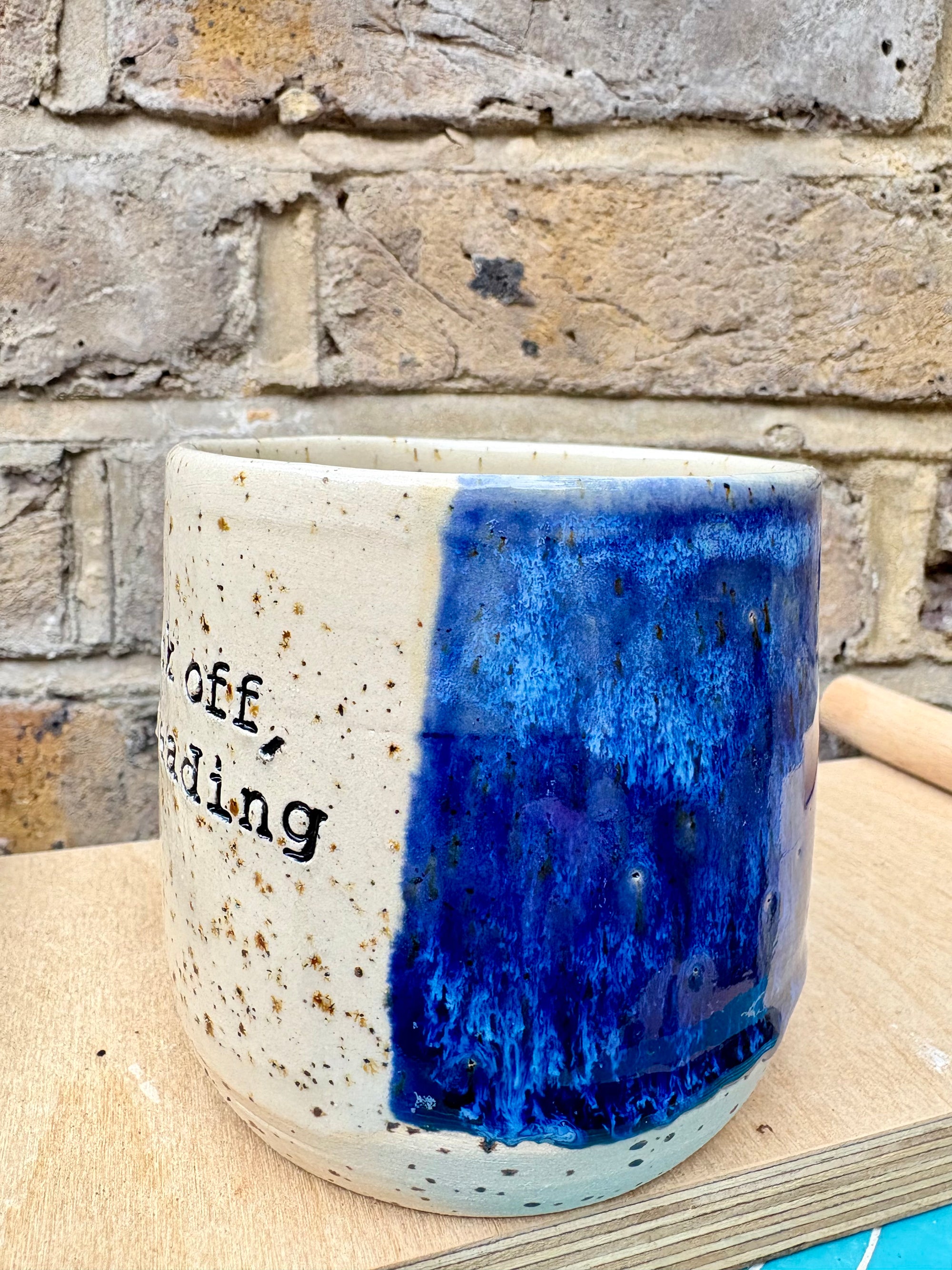 "Fuck off i'm reading" mug (deep blue)